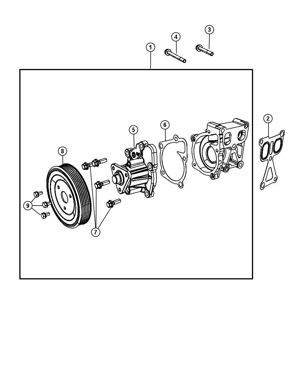 Diagram Water Pump and Related Parts. for your 2001 Chrysler 300  M 