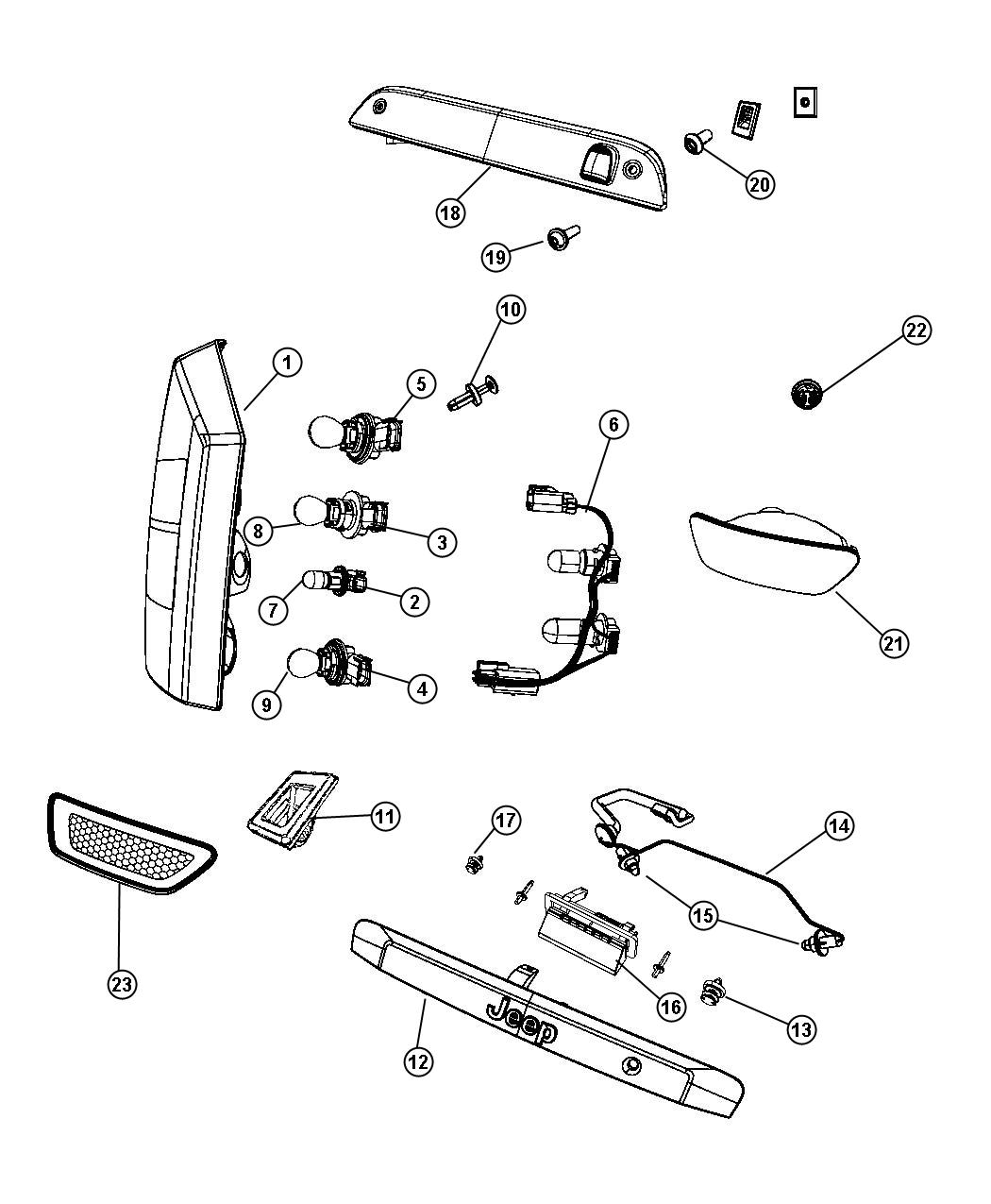 Diagram Lamps Rear. for your Jeep