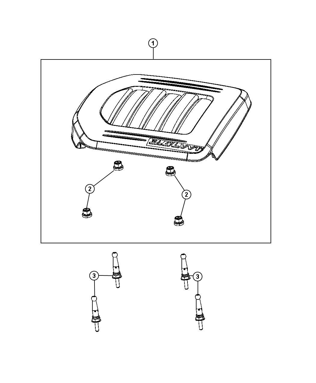 Diagram Engine Cover And Related Parts 3.6L [3.6L V6 VVT Engine]. for your 2013 Chrysler 200 LX  