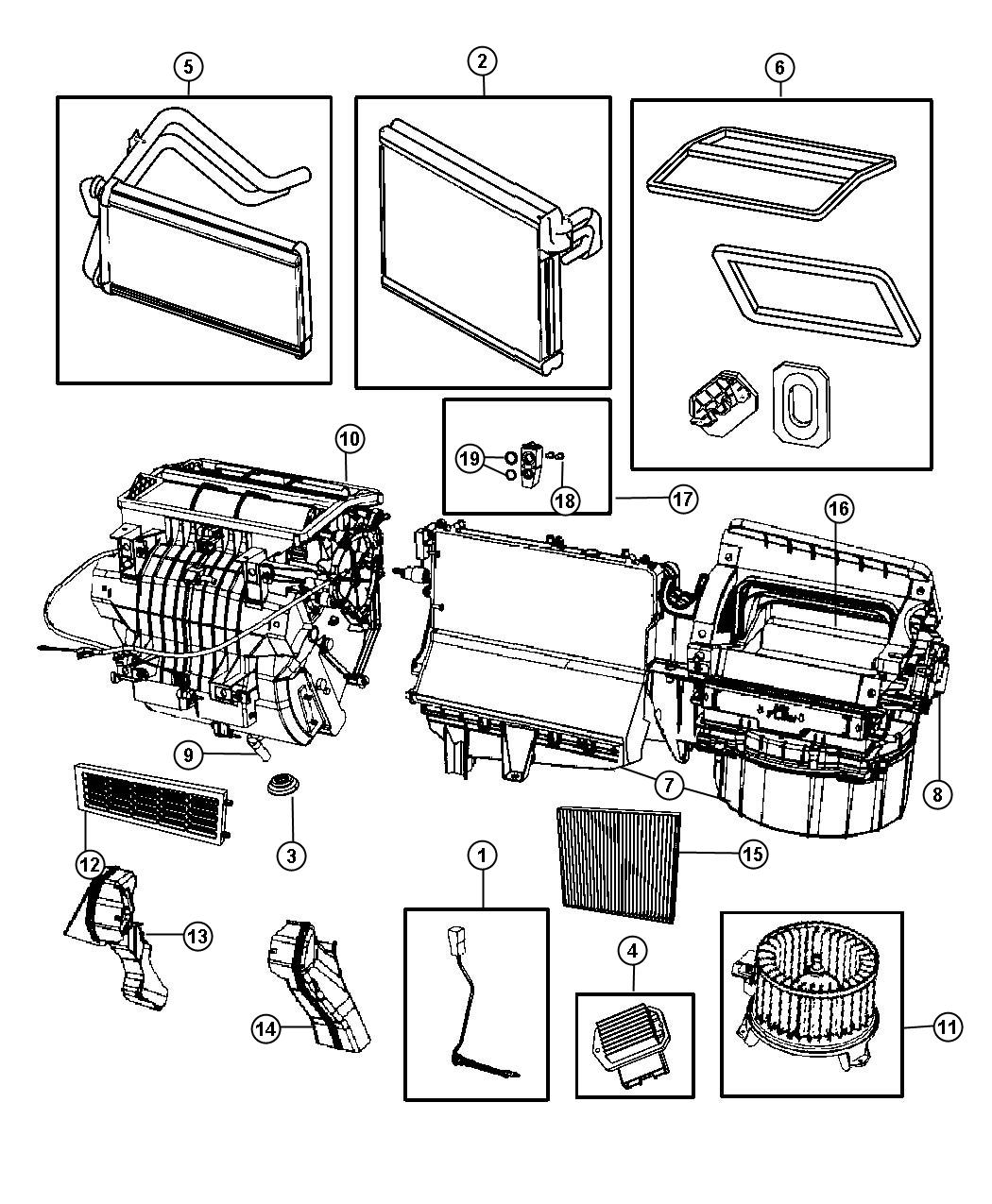 Diagram A/C and Heater Unit [2nd Row Overhead 9" VGA Video Screen]. for your 2002 Chrysler 300  M 