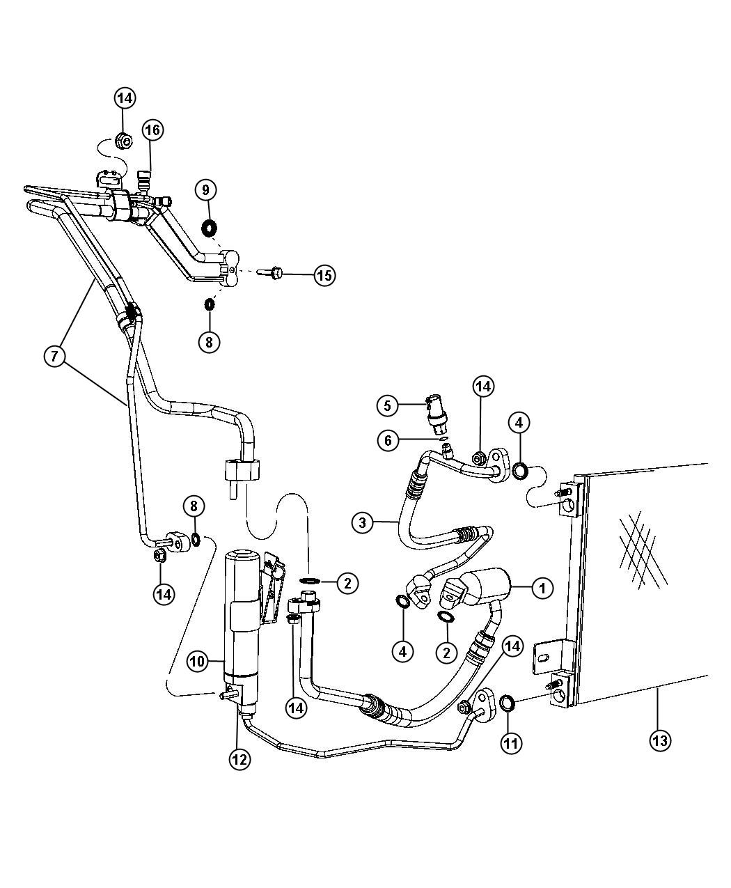 Diagram A/C Plumbing 2.0L [2.0L I4 DOHC 16V Dual VVT Engine] 2.4L [2.4L I4 DOHC 16V Dual VVT Engine]. for your 2000 Chrysler 300   