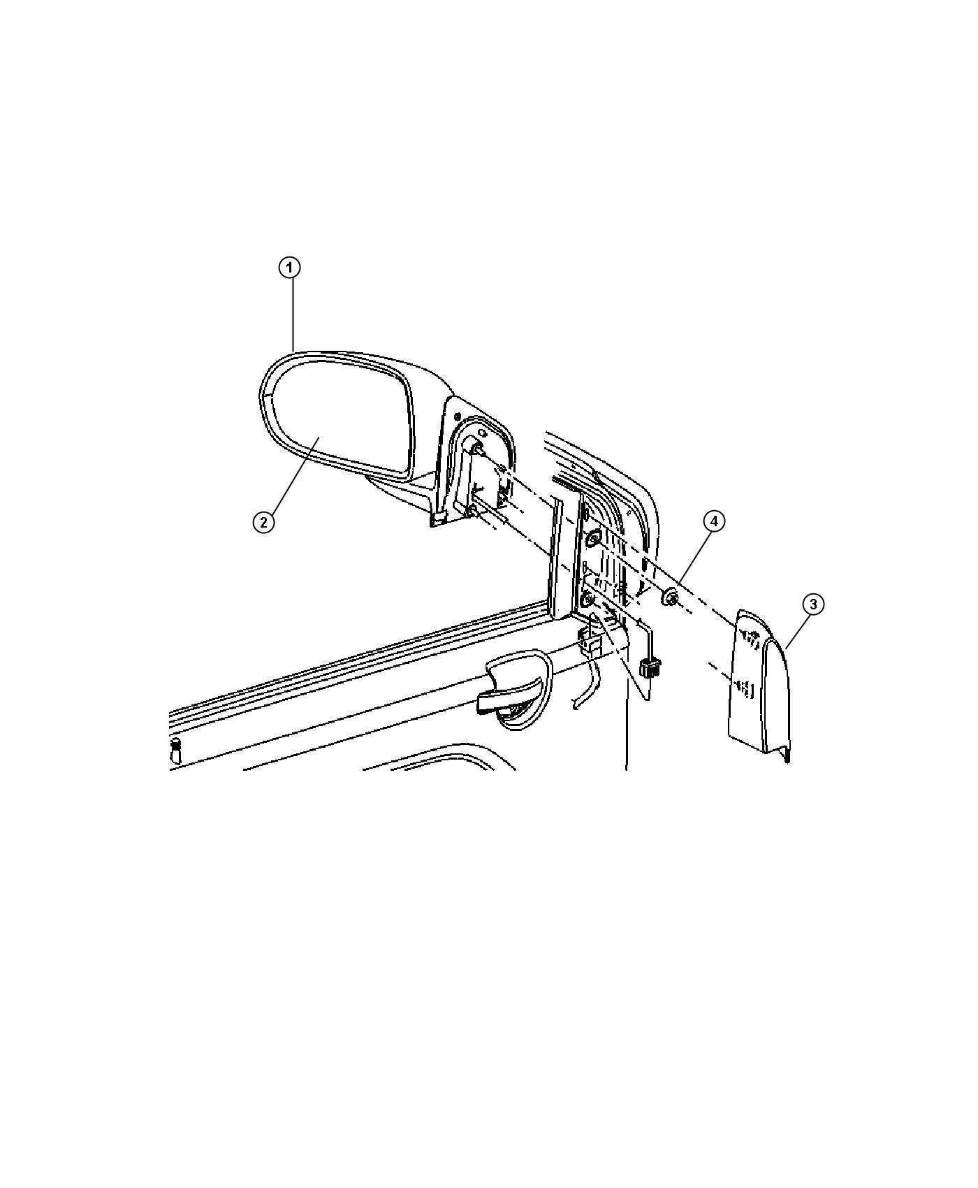 Diagram Mirror, Exterior. for your Jeep