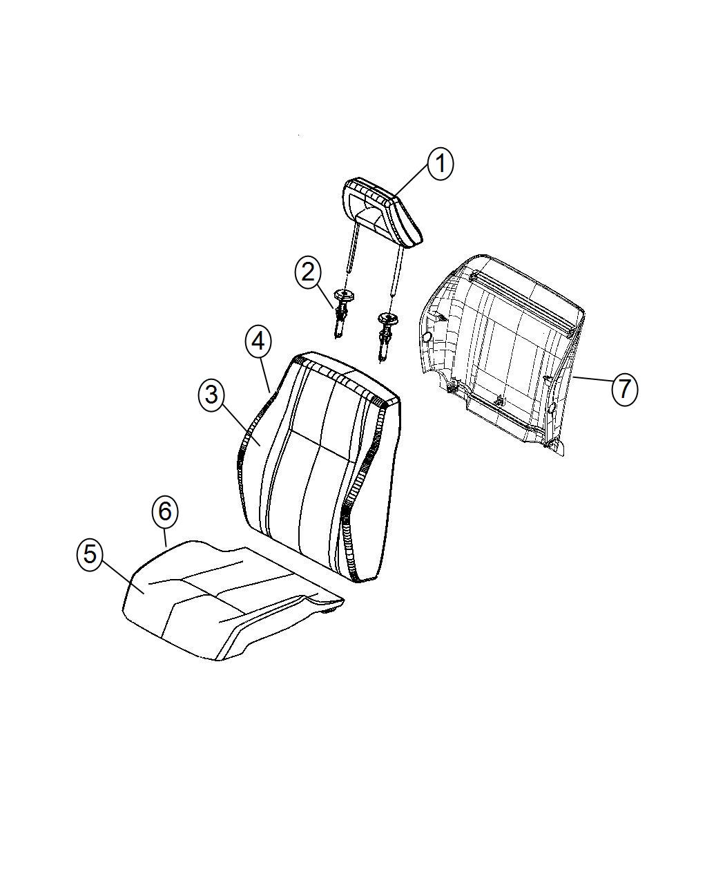 Diagram Front Seat - Bucket -Trim Code [E6]. for your Jeep