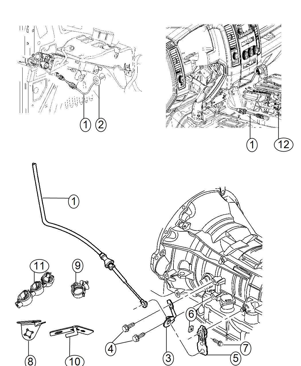 Diagram Gearshift Lever, Cable and Bracket. for your 2014 Ram 2500   