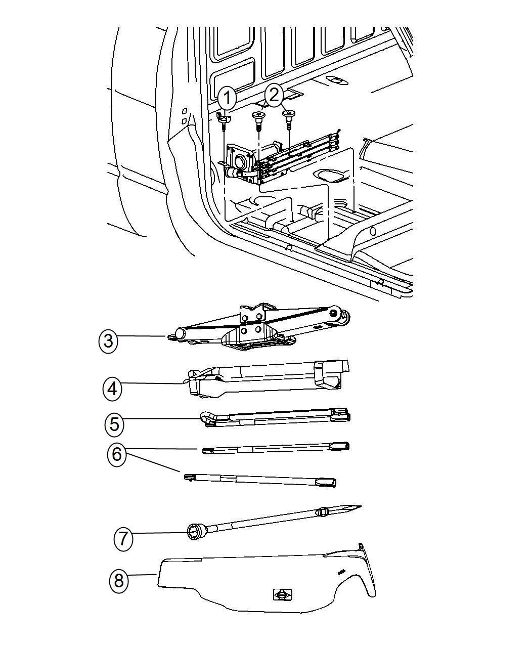 Diagram Jack Assembly Scissor Type. for your 2003 Ram 1500   