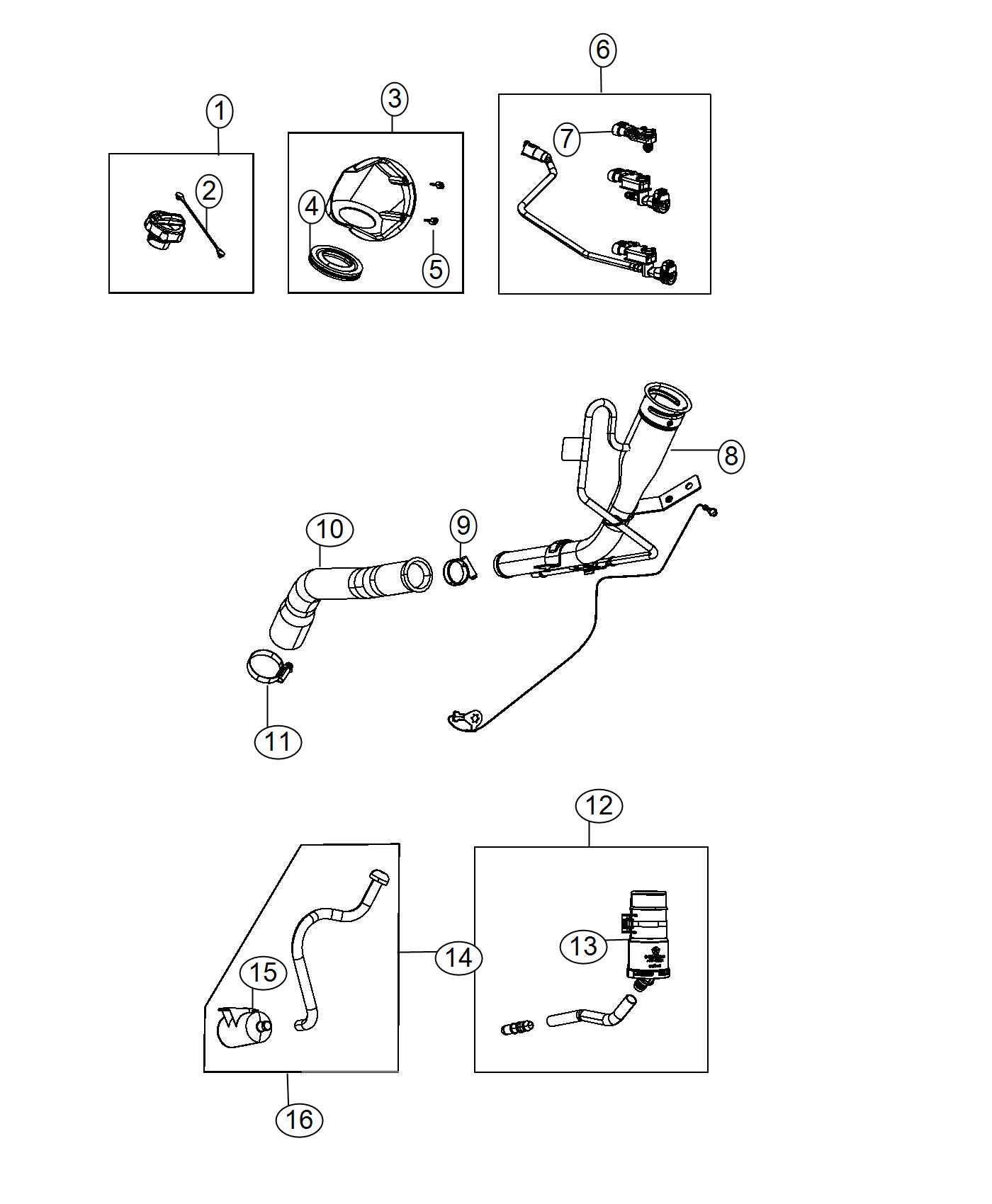 Diagram Fuel Filler Tube. for your 2014 Jeep Patriot   