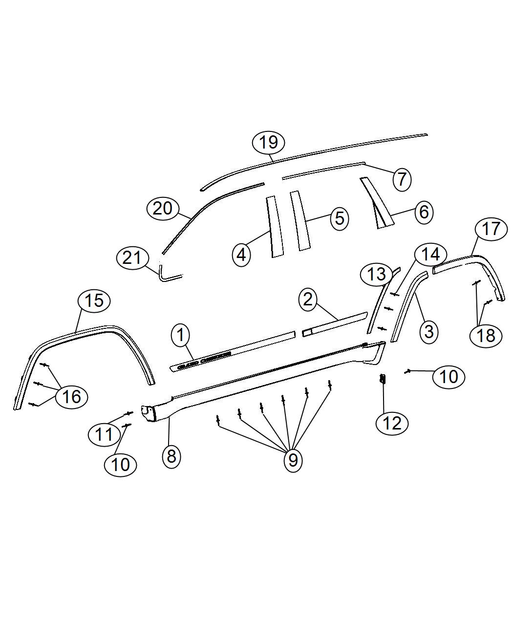 Diagram Exterior Ornamentation. for your Jeep