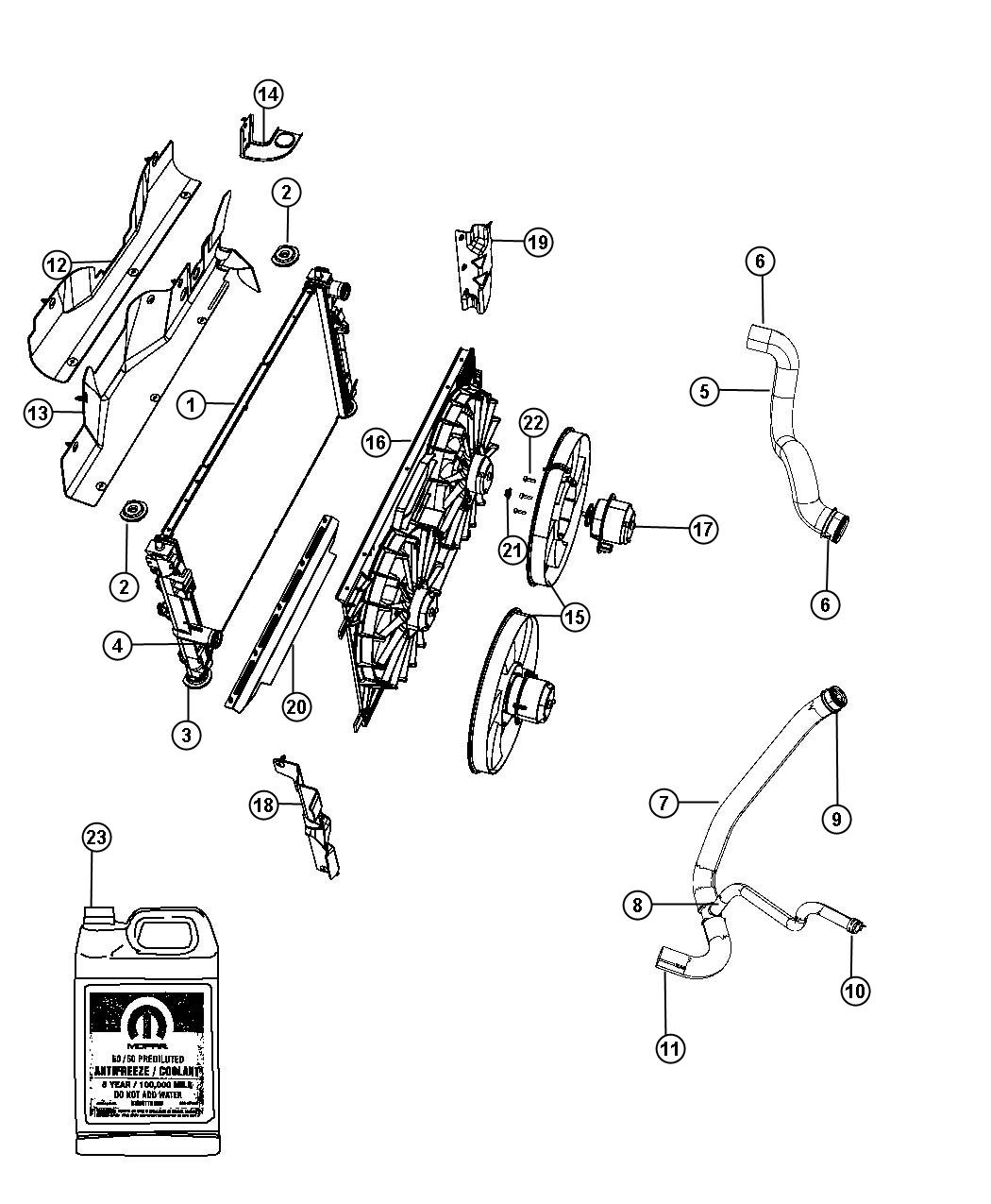 Diagram Radiator and Related Parts. for your Dodge Avenger  