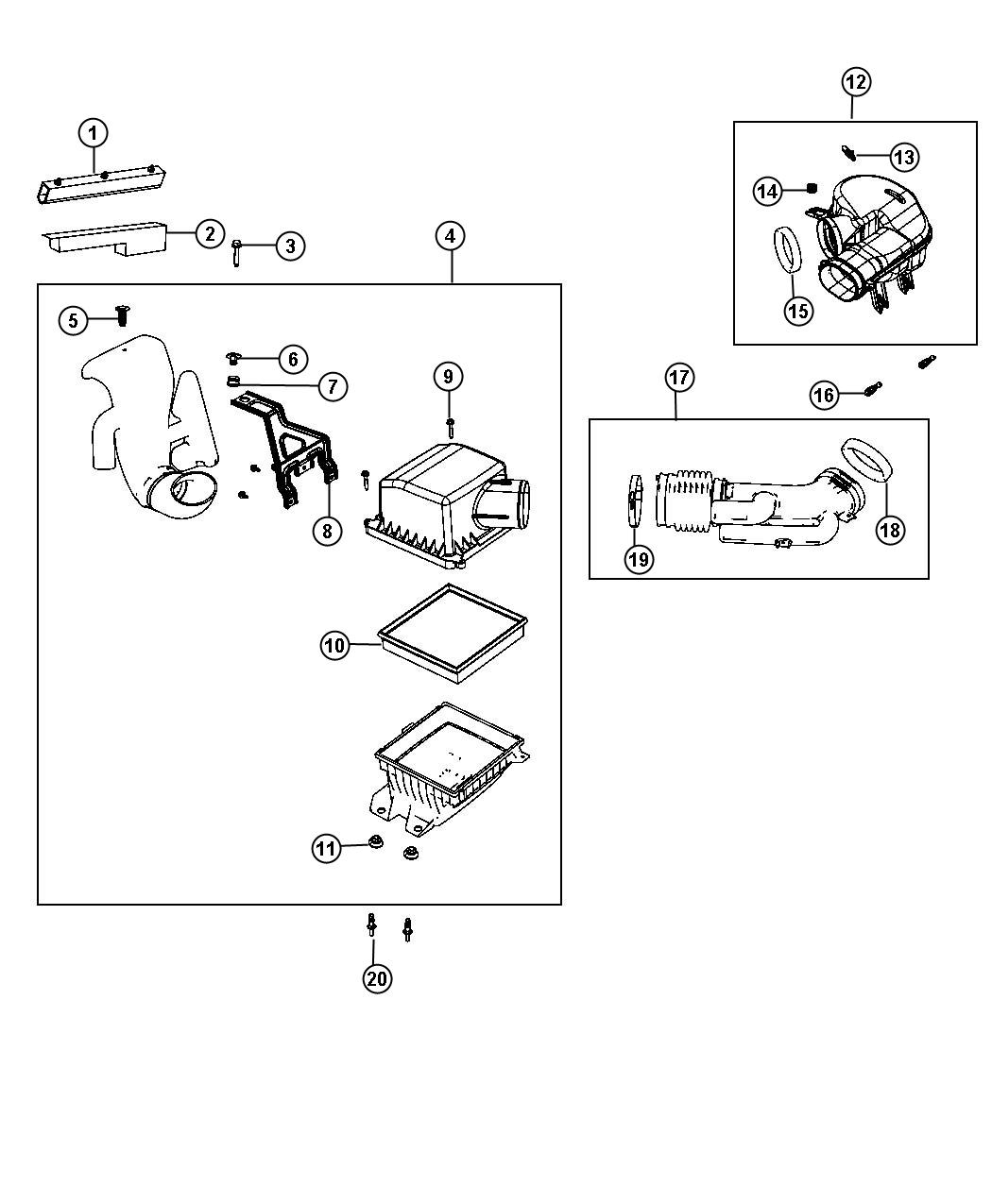 Diagram Air Cleaner. for your 2009 Dodge Challenger   