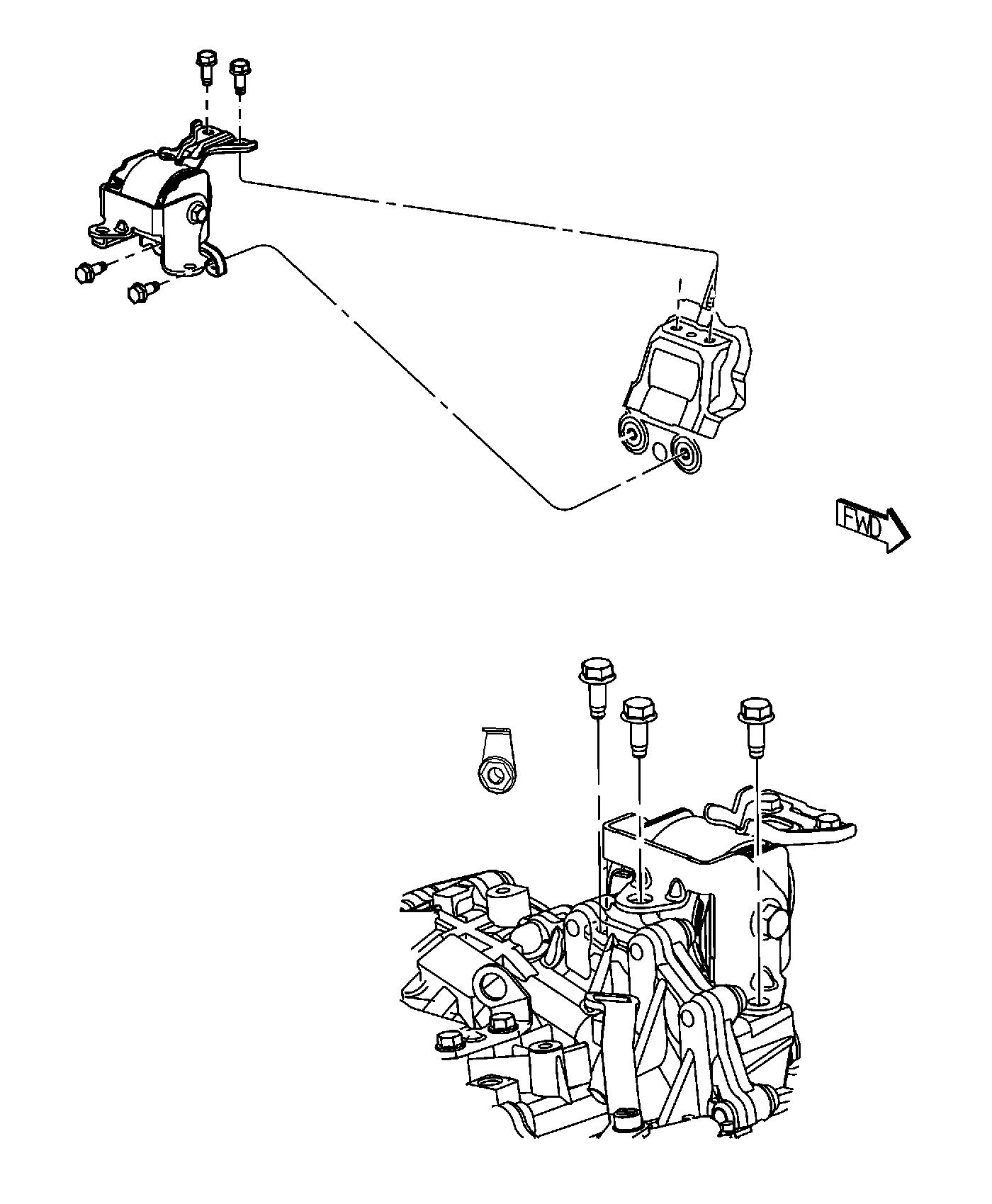 Diagram Engine Mounting Left Side FWD 2.0L [2.0L I4 DOHC 16V Dual VVT Engine]. for your 2000 Chrysler 300  M 