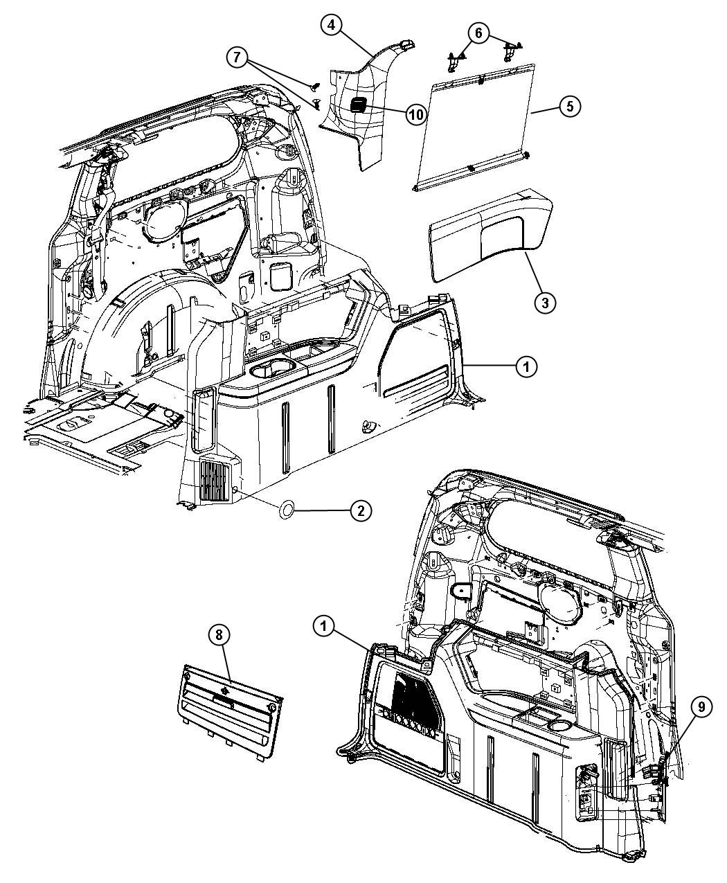 Diagram Quarter Trim Panel. for your Ram