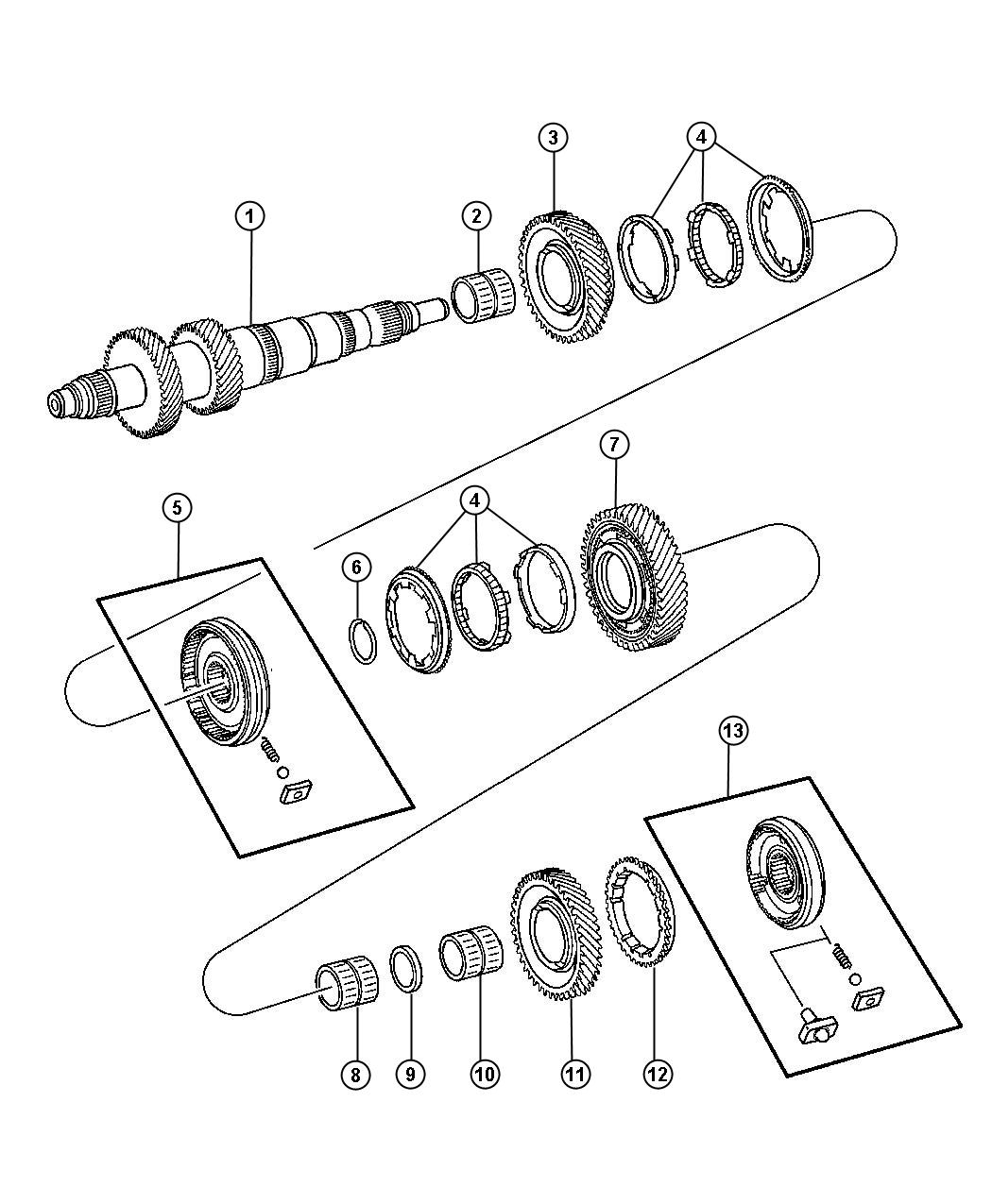 Diagram Main/Output Shaft Assembly. for your 2012 Jeep Liberty   