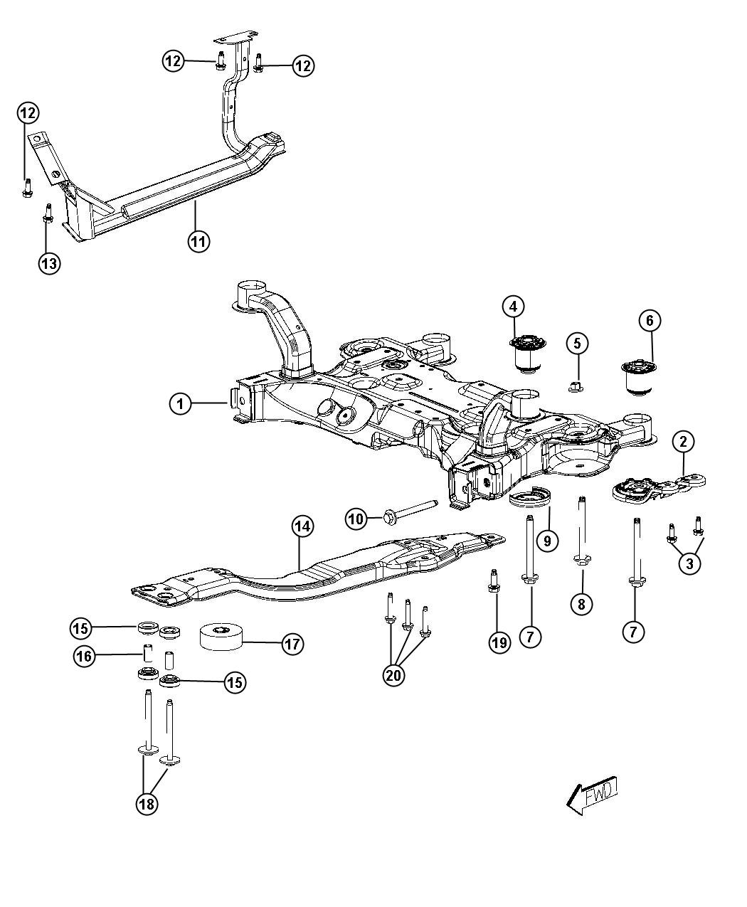 Diagram Crossmember Front Suspension. for your Dodge Journey  