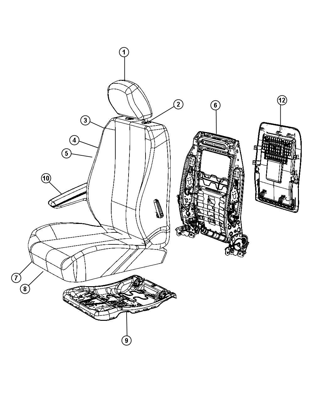 Front Seat - Trim Code [ML]. Diagram