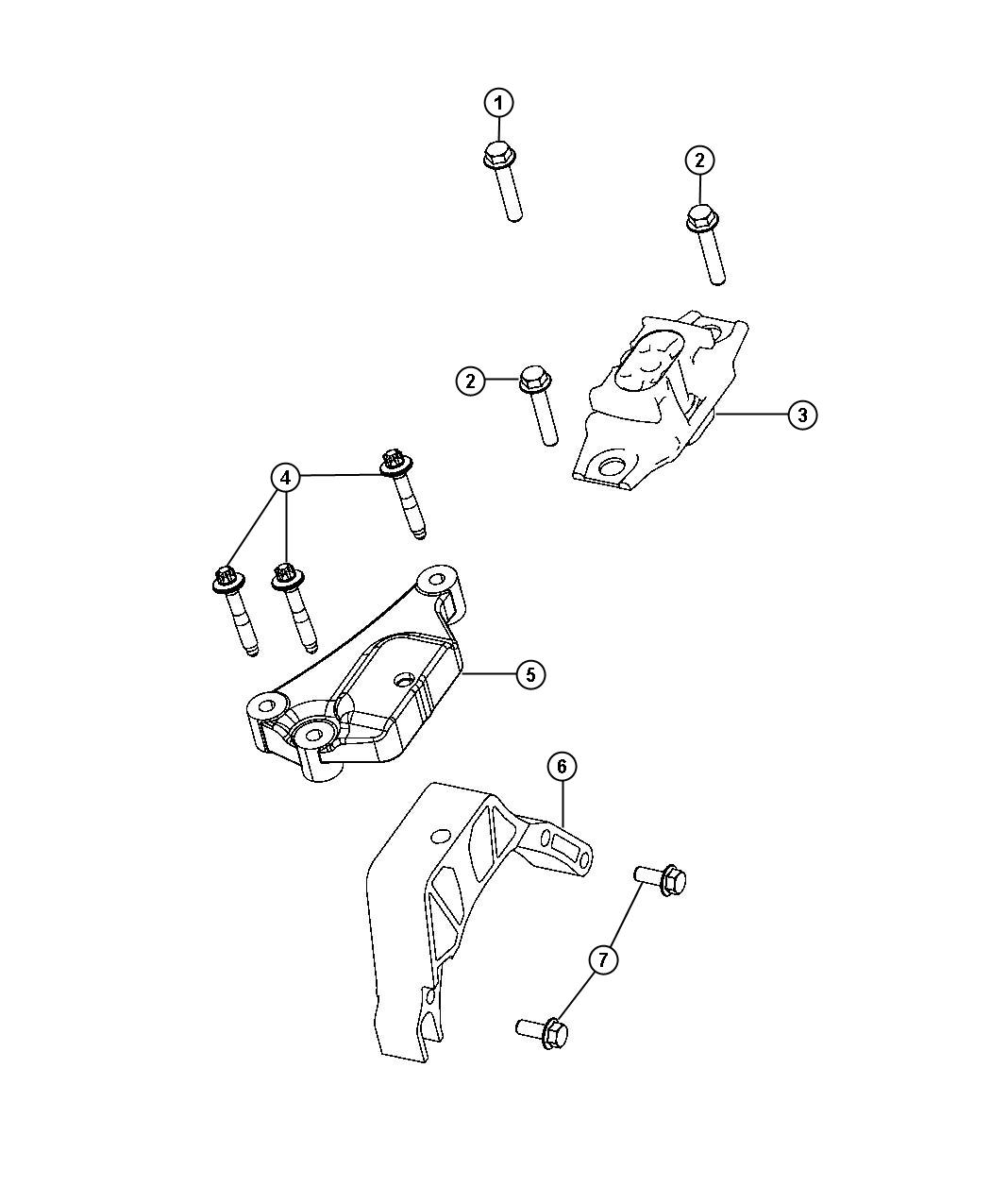 Diagram Engine Mounting Left Side FWD 1.4L [1.4L I4 FIRE MAIR 16V Eng (E0-E22)]. for your 2003 Chrysler 300  M 