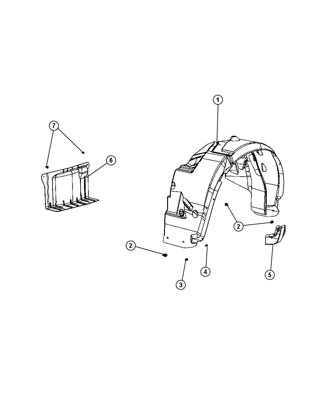 Diagram Front Fender Shields. for your 2012 Ram 1500   