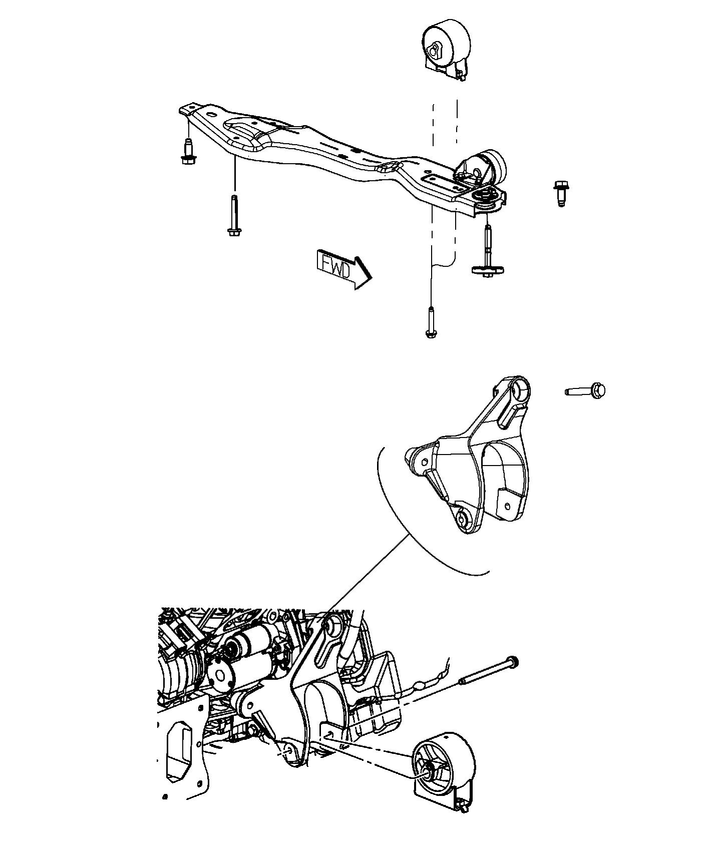 Diagram Engine Mounting Front FWD 3.6L [3.6L V6 24V VVT Engine]. for your Dodge Grand Caravan  