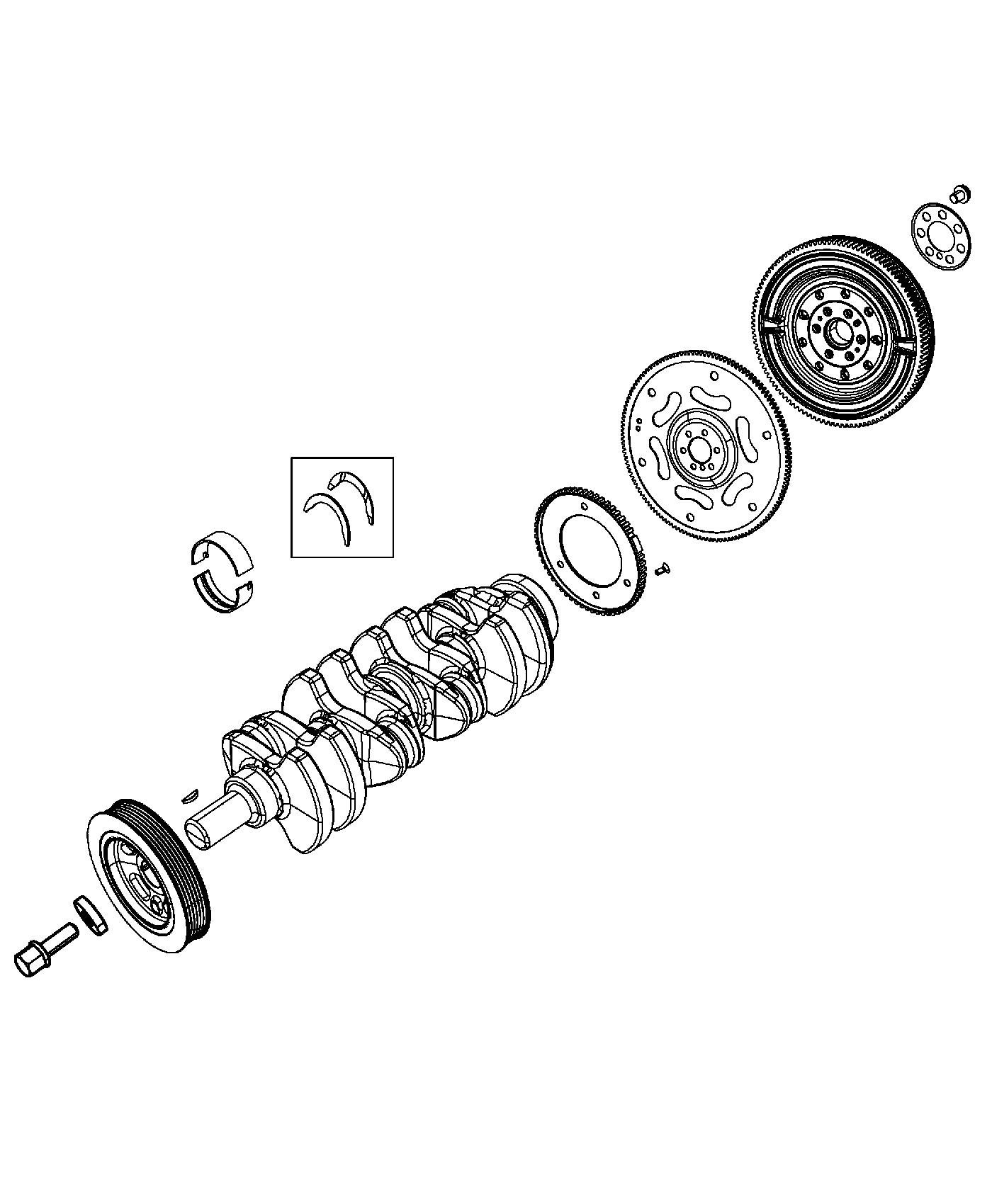 Crankshaft, Crankshaft Bearings, Damper And Flywheel 2.4L [2.4L I4 MultiAir Engine]. Diagram
