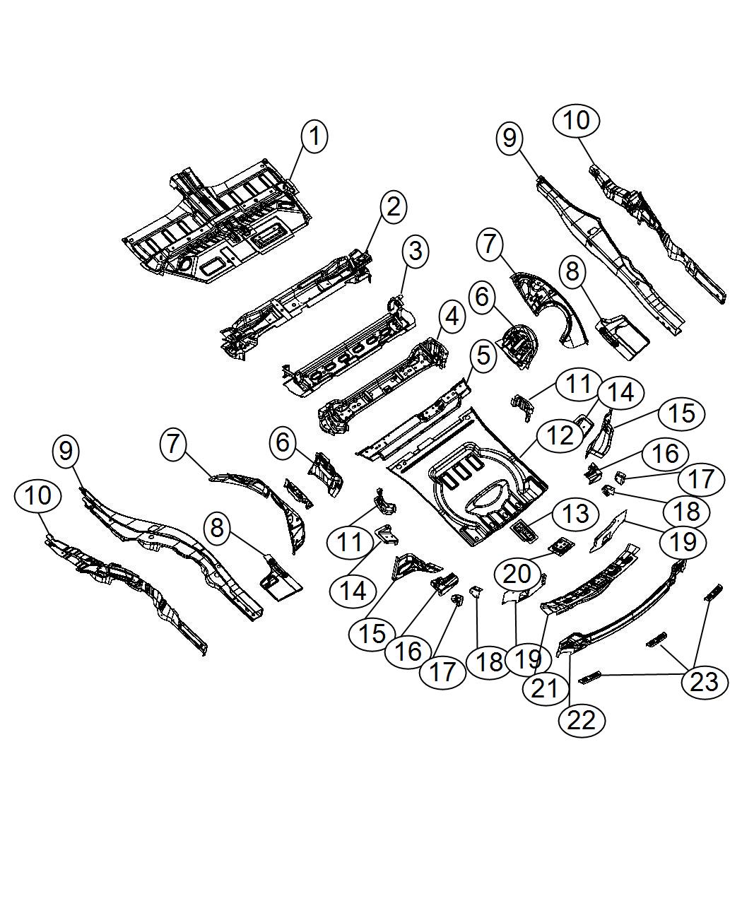 Center and Rear Floor Pan. Diagram