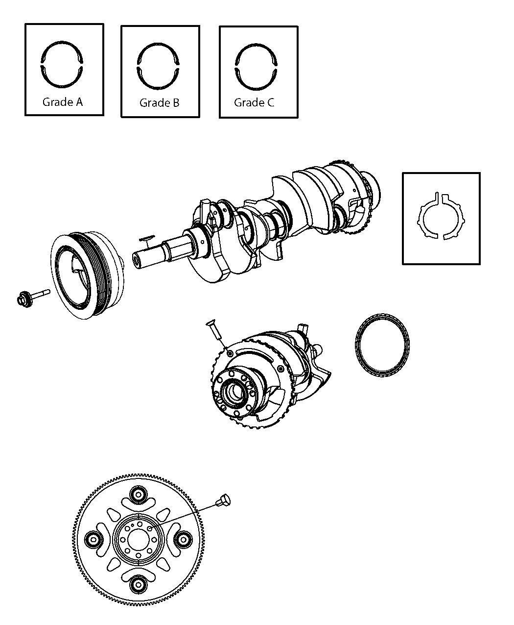 Diagram Crankshaft, Crankshaft Bearings, Damper And Flywheel 4.7L [4.7L V8 Engine]. for your Ram 1500  