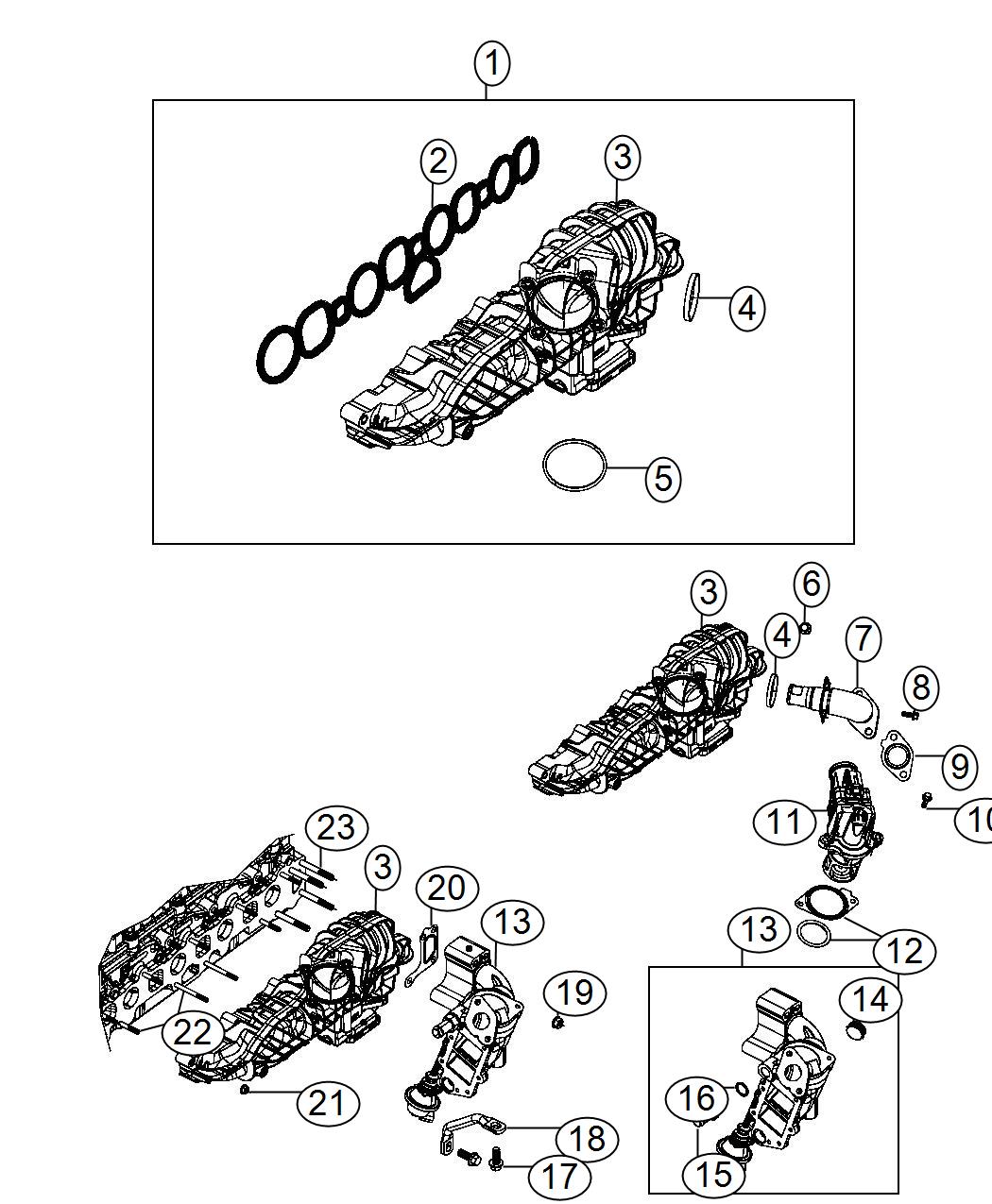 Diagram Intake Manifold 2.8L Diesel [2.8L I4 Turbo Diesel Engine]. for your 2023 Jeep Grand Cherokee LAREDO  