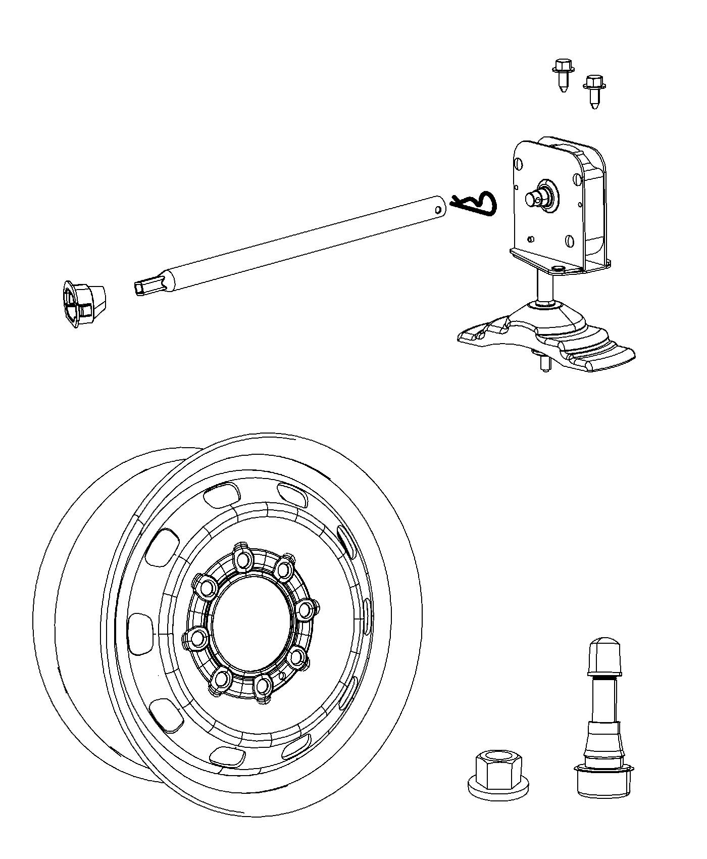 Diagram Spare Tire Stowage. for your 2013 Ram 2500   