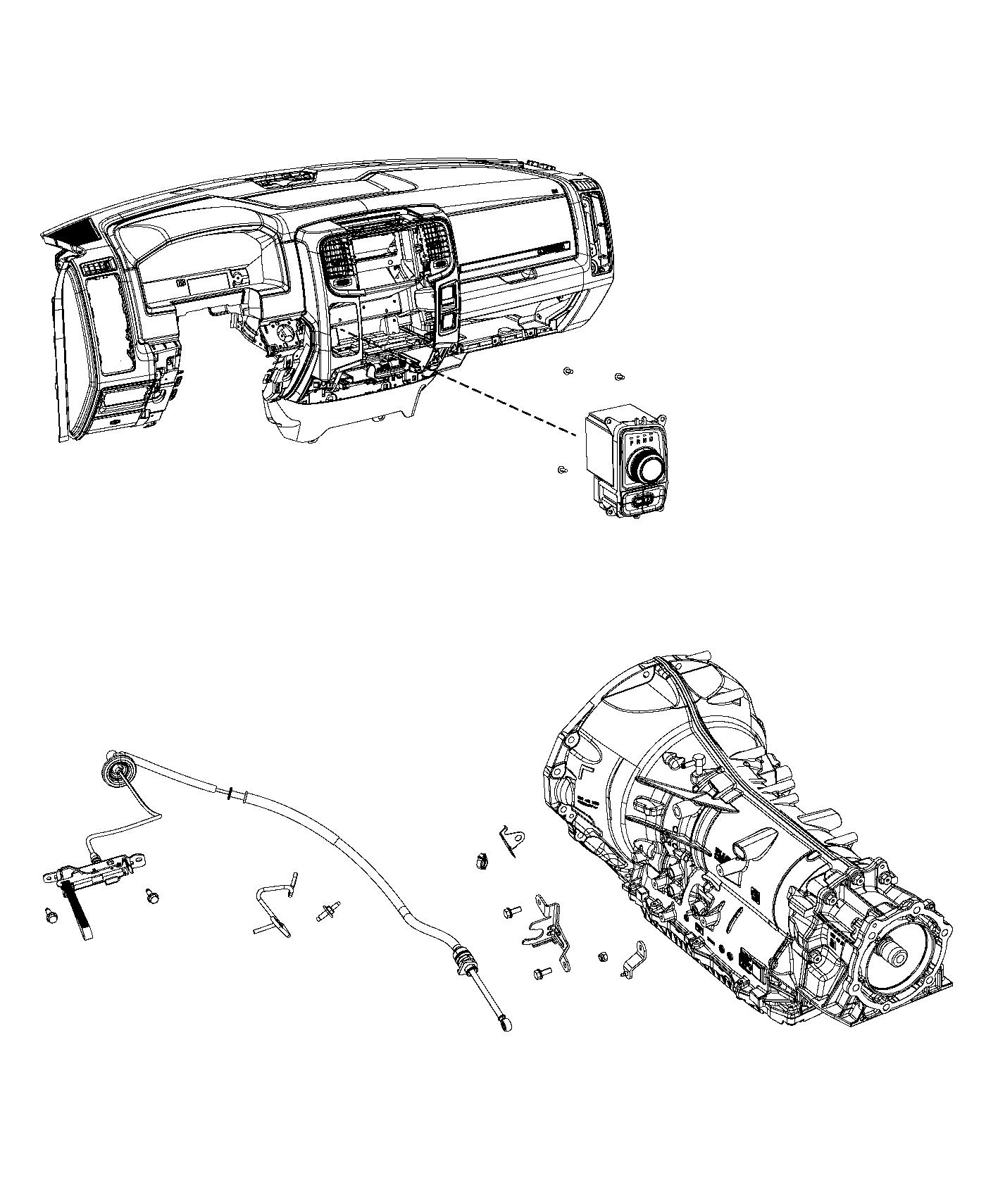 Diagram Gearshift Lever, Cable and Bracket. for your 2013 Ram 3500  SLT CREW CAB 