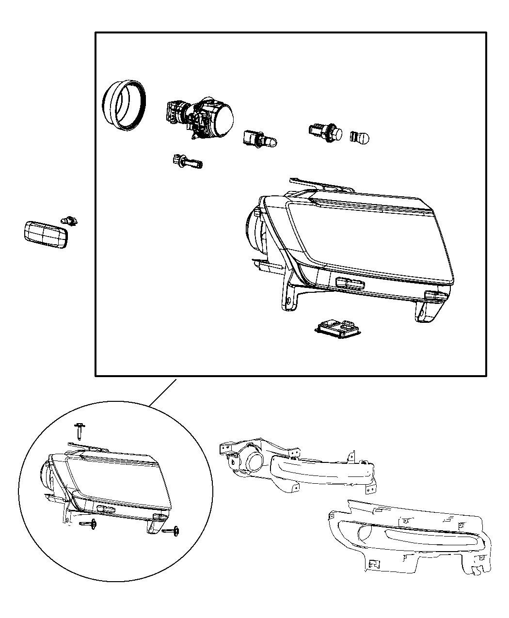 Diagram Lamps, Front SRT8. for your Jeep