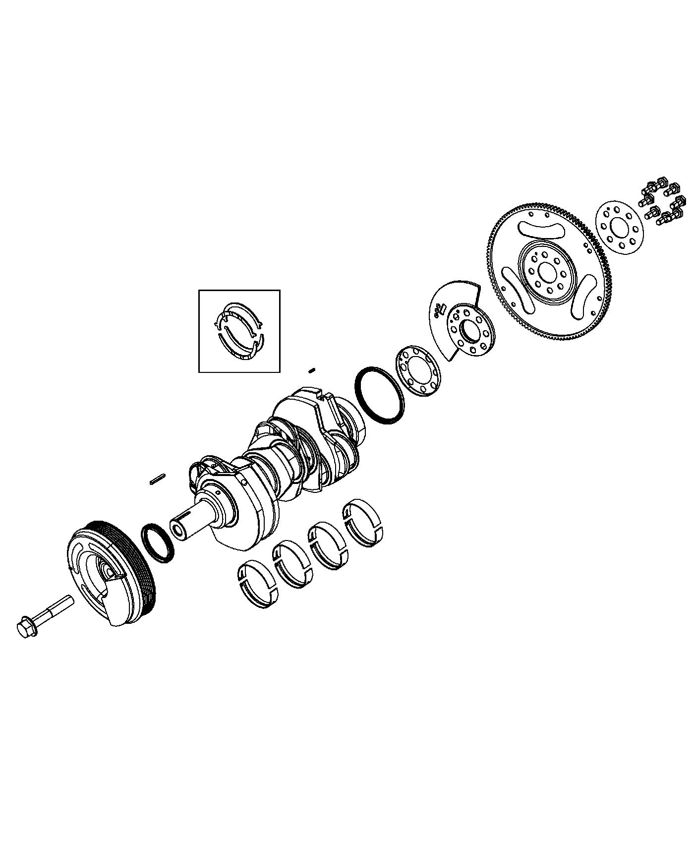 Diagram Crankshaft, Crankshaft Bearings, Damper And Flywheel 3.0L Diesel [3.0L V6 Turbo Diesel Engine]. for your Jeep Grand Cherokee  