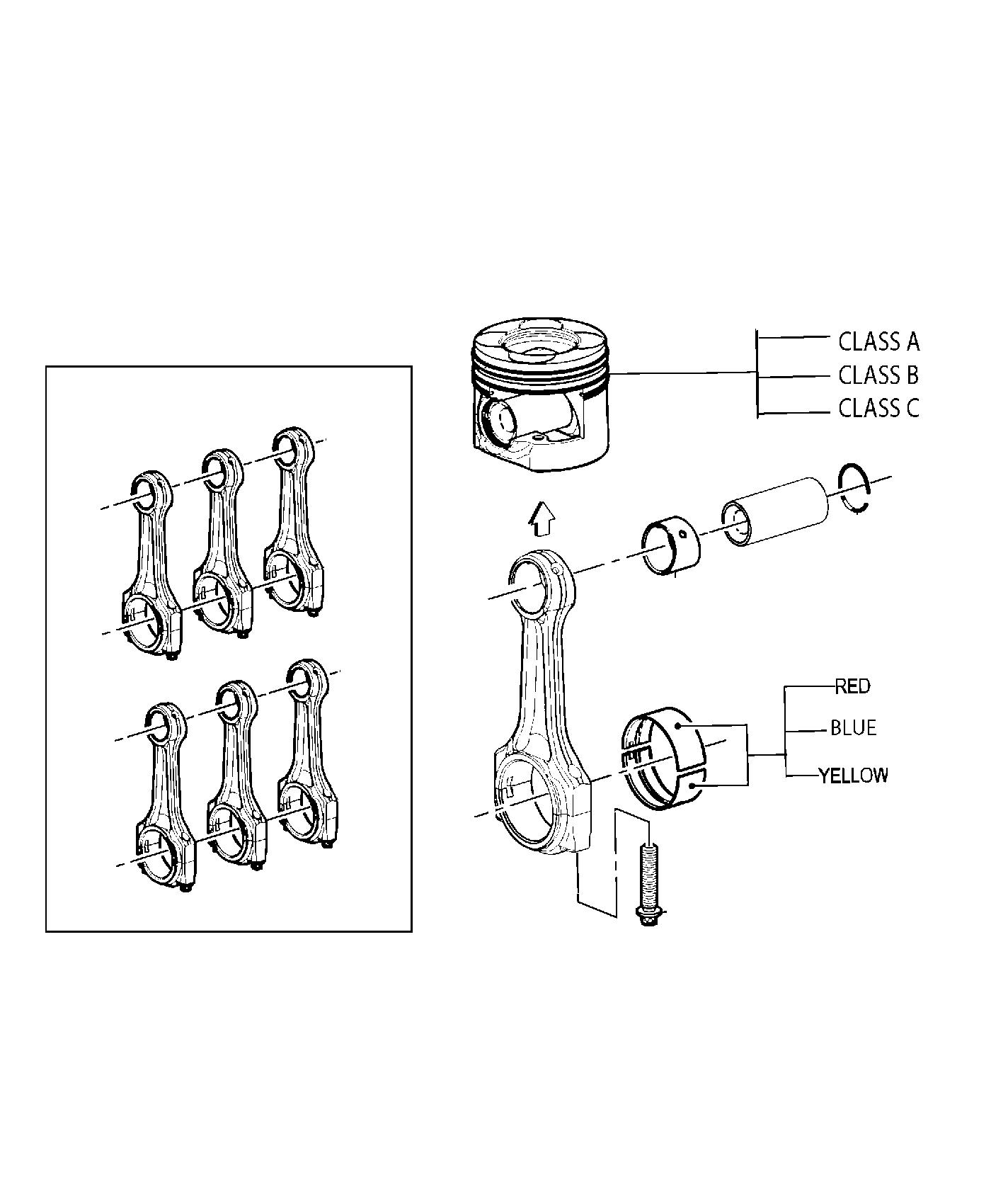 Diagram Pistons, Piston Rings, Connecting Rods And Connecting Rod Bearings 3.0L Diesel [3.0L V6 Turbo Diesel Engine]. for your 1999 Chrysler 300  M 