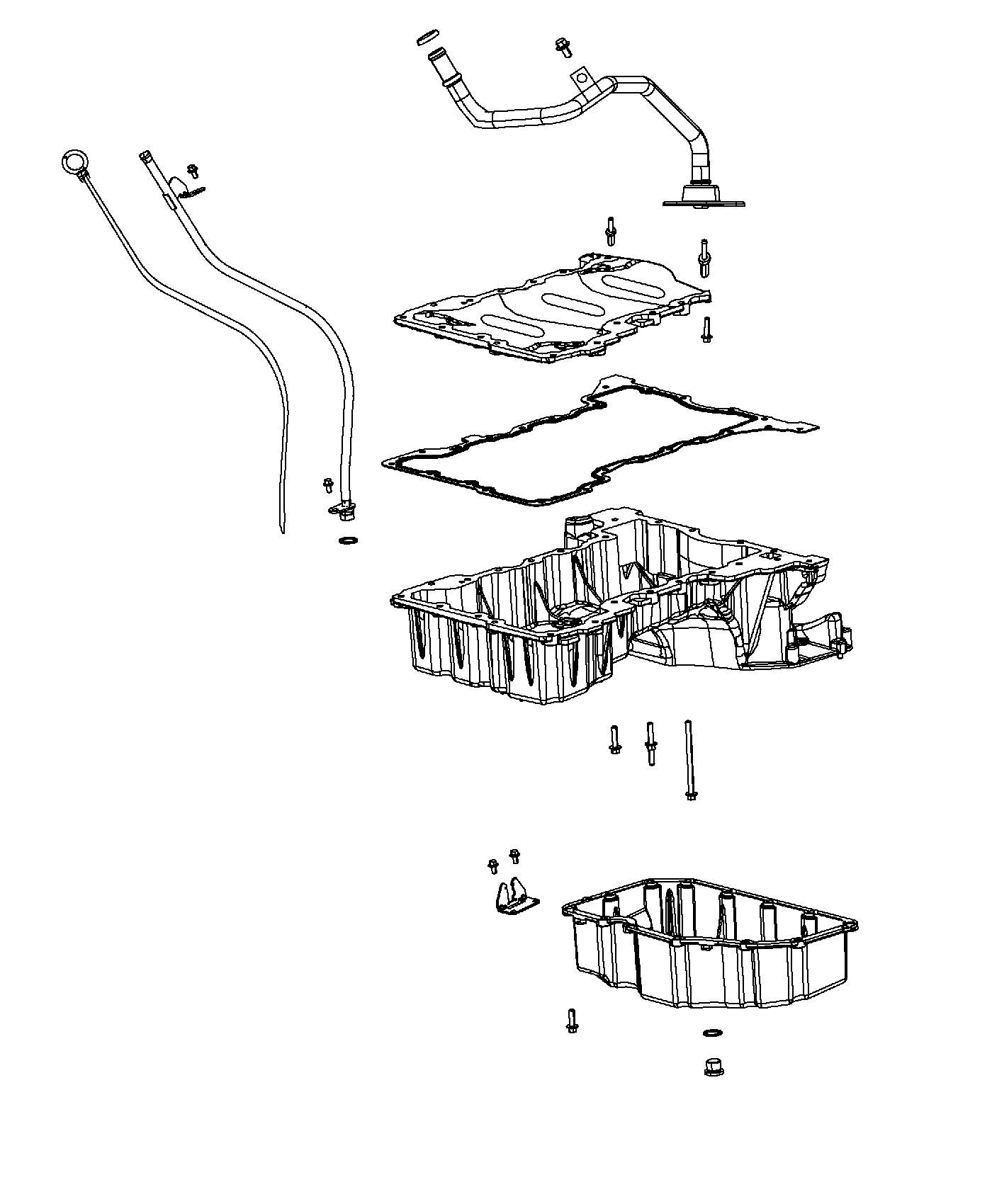 Diagram Engine Oil Pan, Engine Oil Level Indicator And Related Parts 3.0L Diesel [3.0L V6 Turbo Diesel Engine]. for your 1999 Chrysler 300  M 