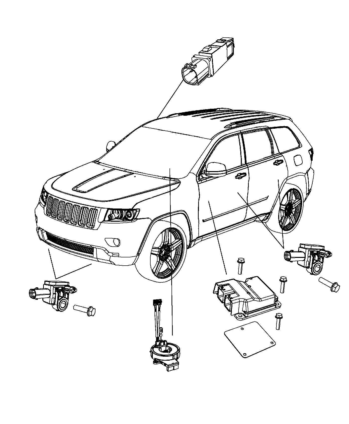 Diagram Air Bag Modules, Impact Sensors and Clock Spring. for your 2008 Chrysler 300   