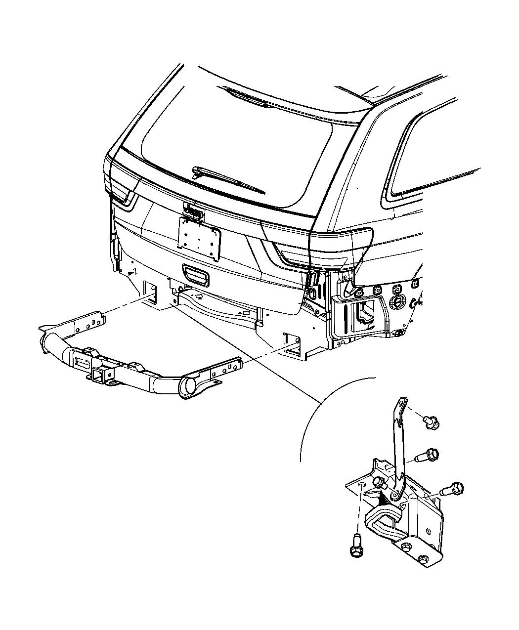 Tow Hooks and Hitch, Rear. Diagram