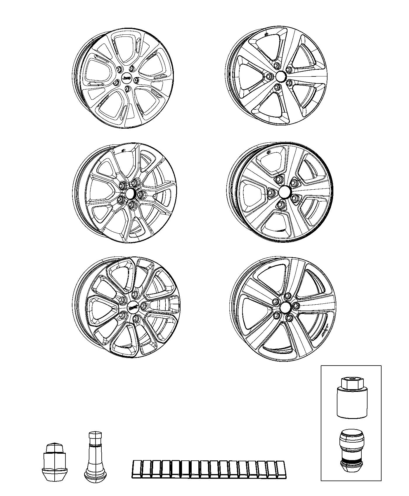 Diagram Wheels and Hardware. for your Jeep