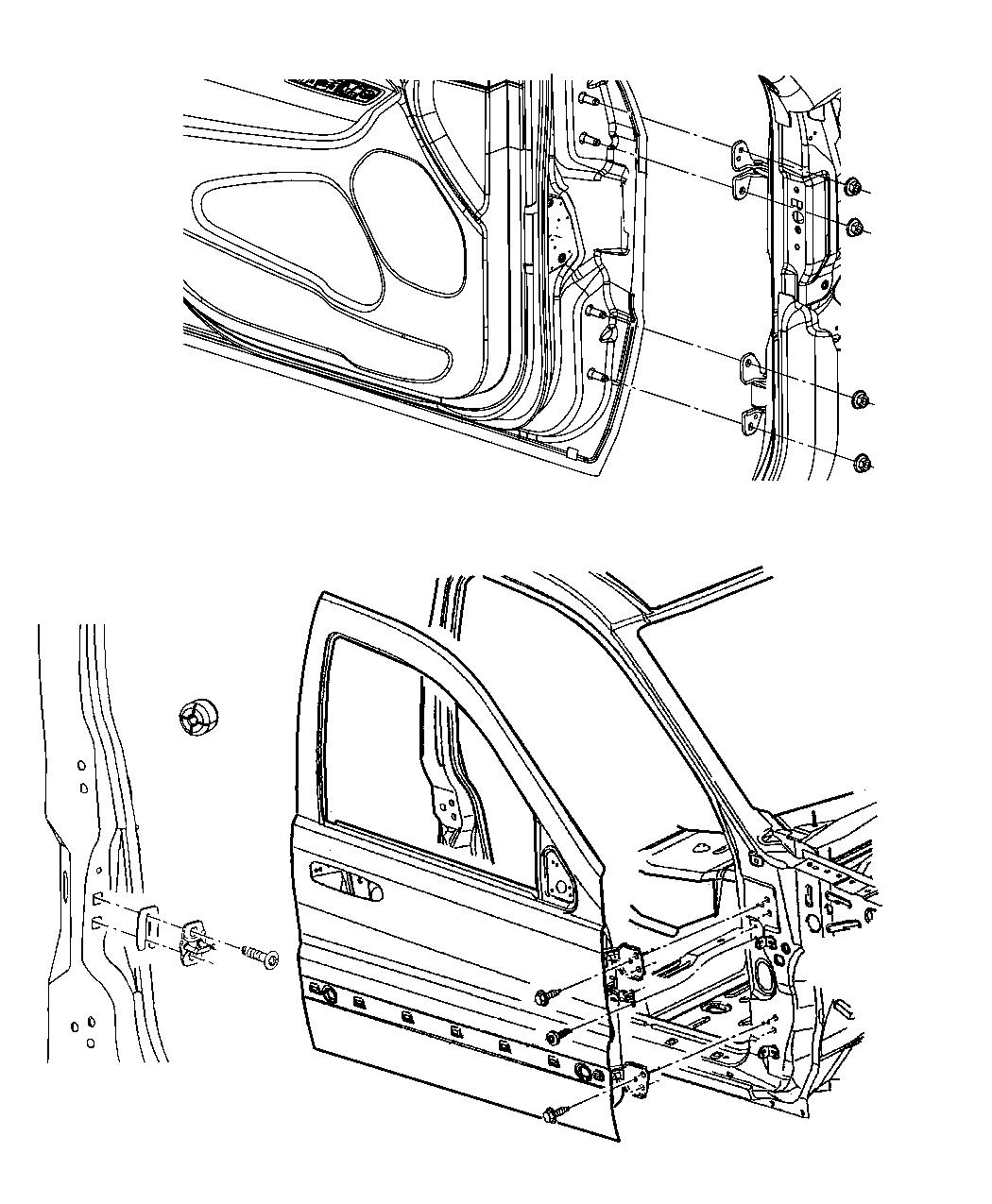 Diagram Front Door, Shell and Hinges. for your Jeep Grand Cherokee  