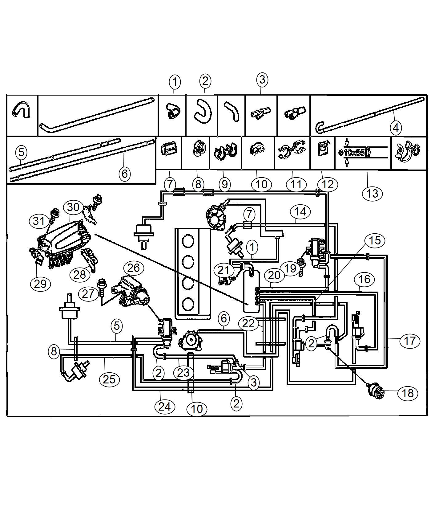 Emission Harness, 2.2L Diesel [2.2L I4 Single TD OM651 Engine]. Diagram