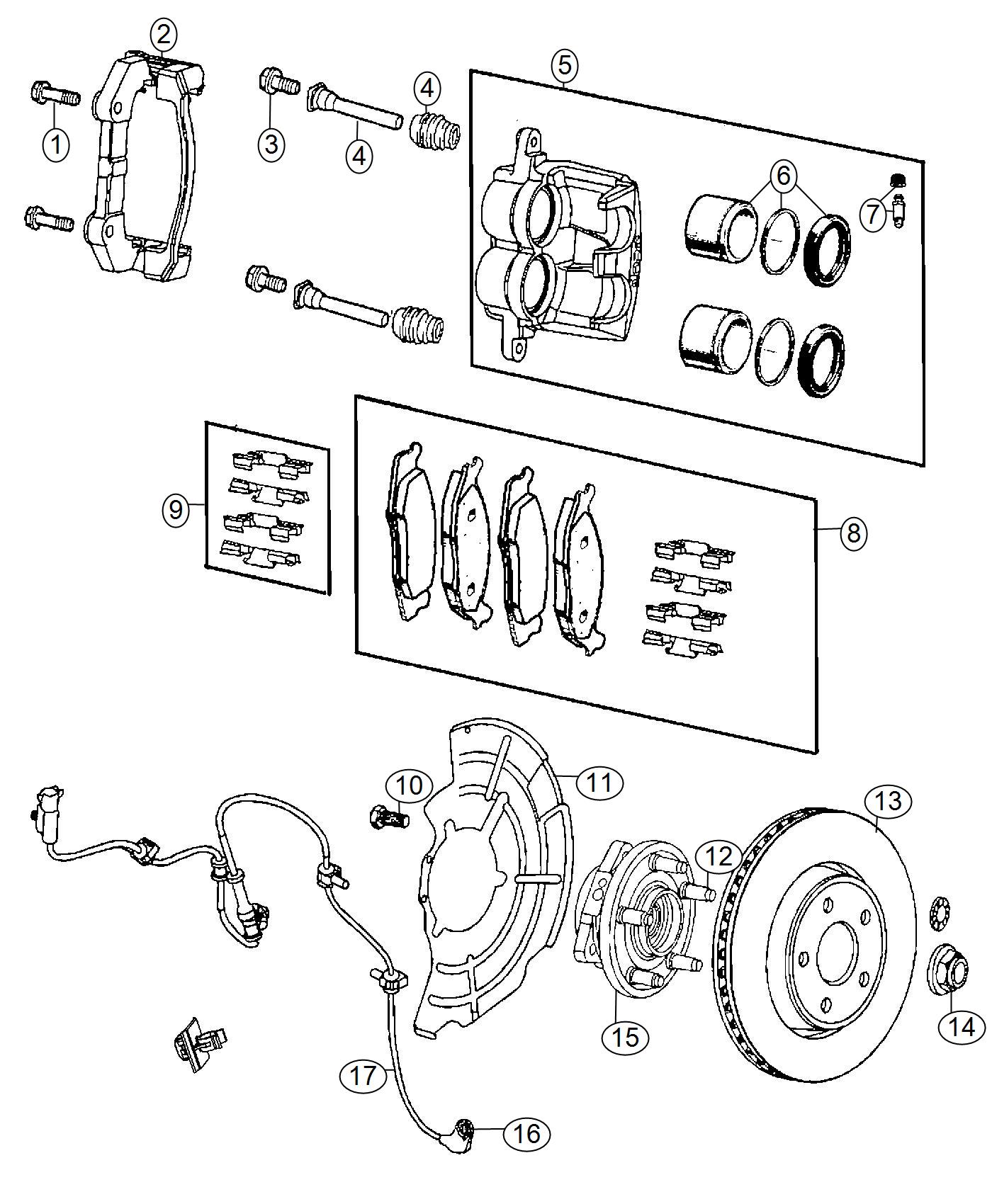 Diagram Brakes, Front. for your 2001 Chrysler 300  M 