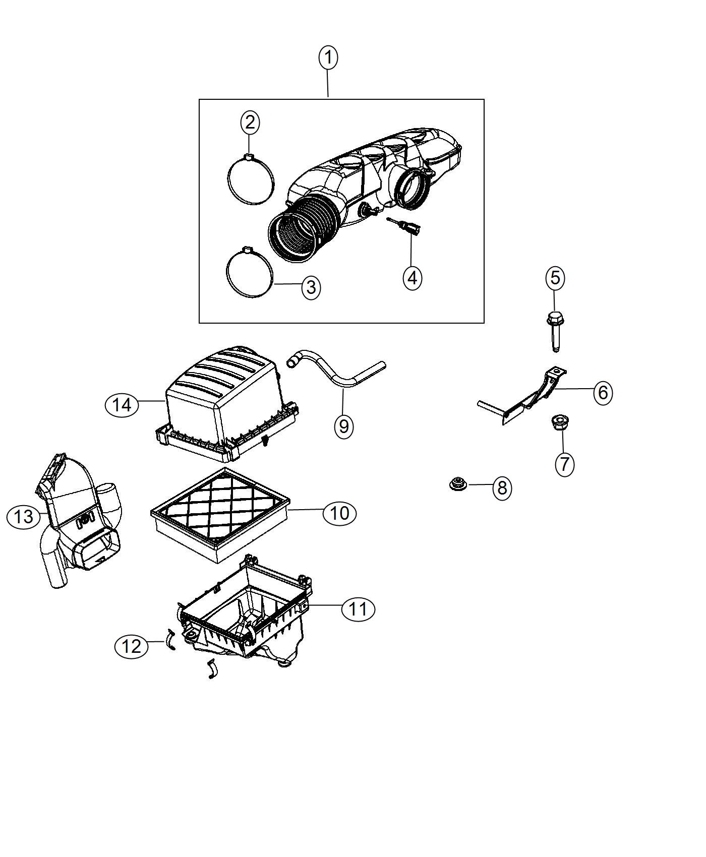 Diagram Air Cleaner. for your Jeep Wrangler  