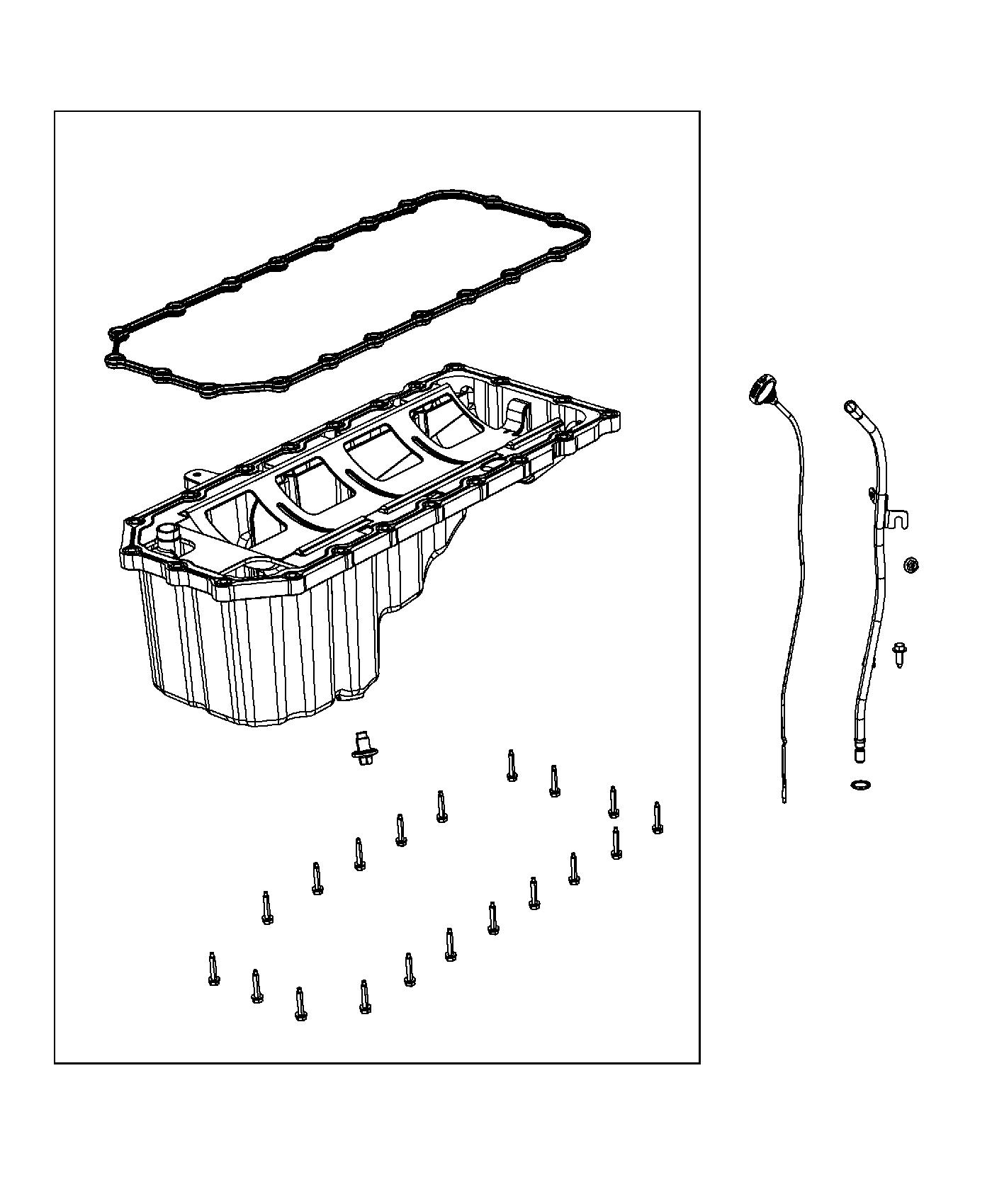 Diagram Engine Oil Pan, Engine Oil Level Indicator And Related Parts 5.7L [5.7L V8 MDS VVT ENGINE]. for your 2004 Chrysler 300  M 