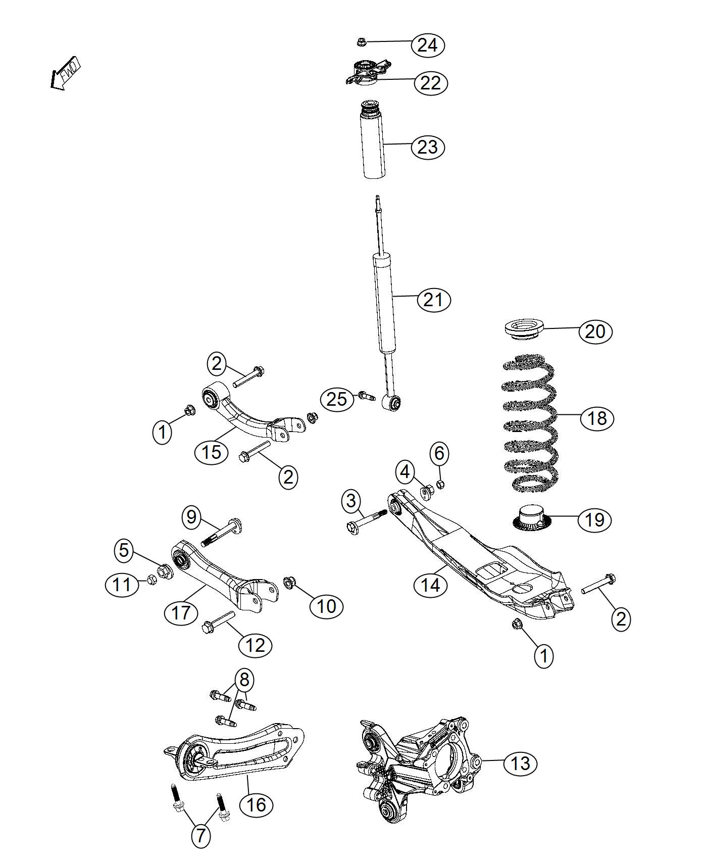 Diagram Suspension, Rear. for your Jeep