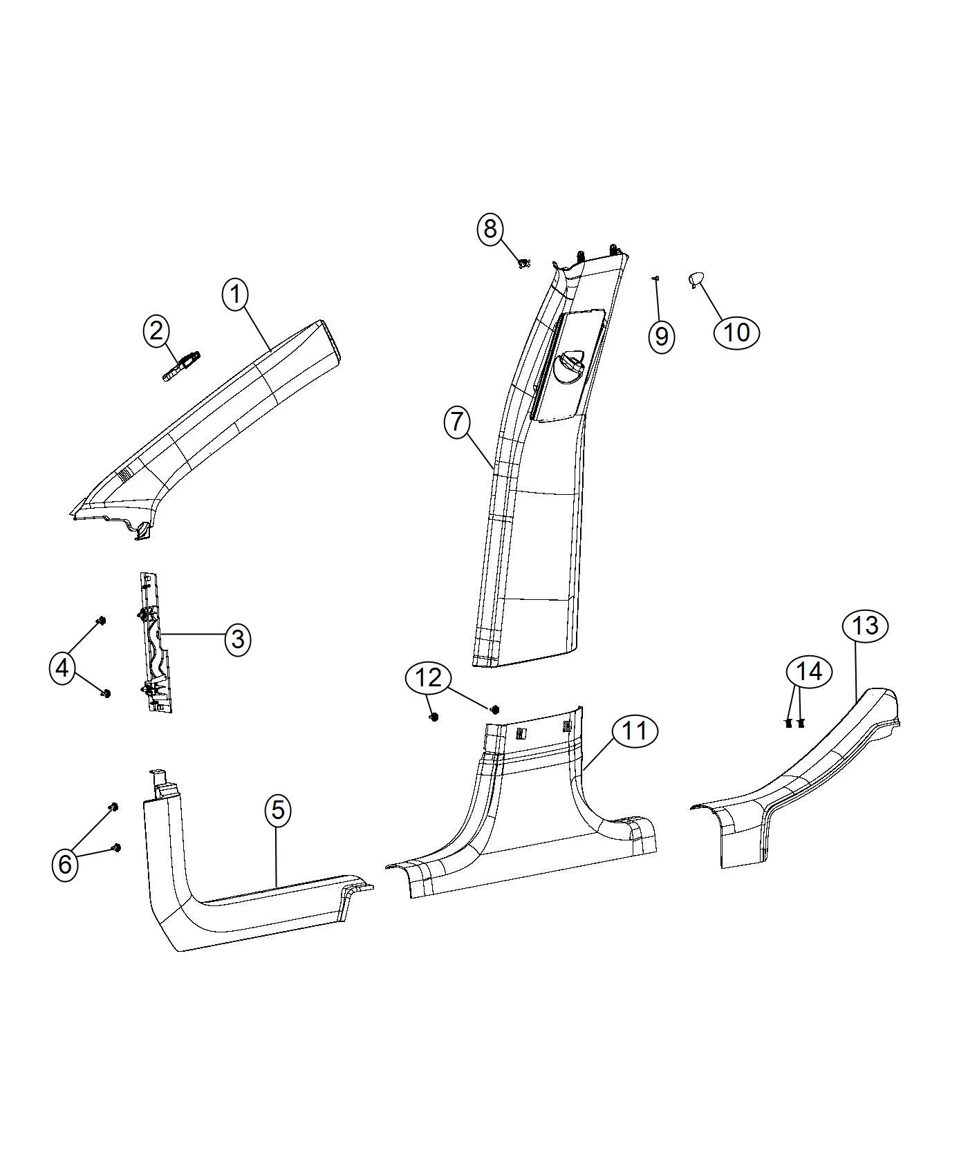 Interior Moldings and Pillars. Diagram