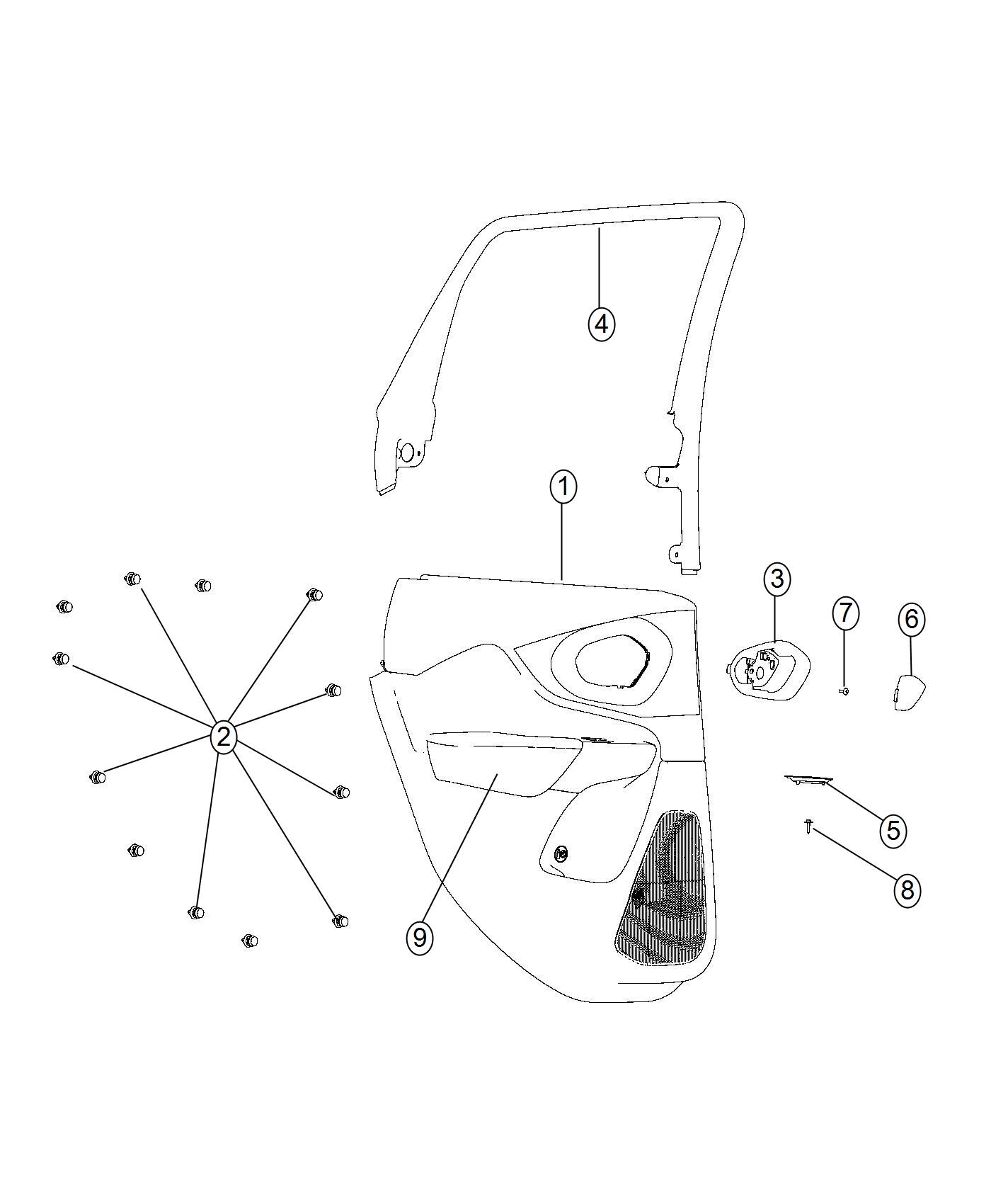 Diagram Rear Door Trim Panels. for your 2001 Chrysler 300  M 