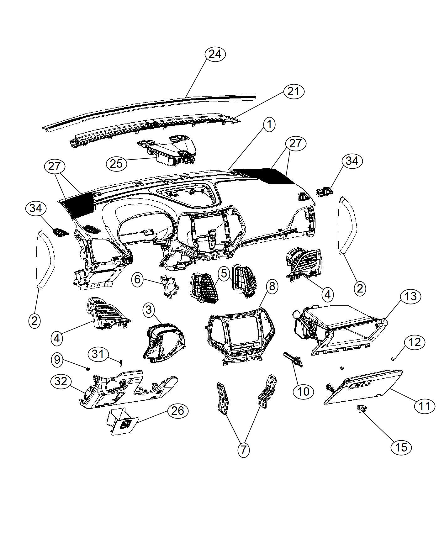 Diagram Instrument Panel. for your Jeep Cherokee  