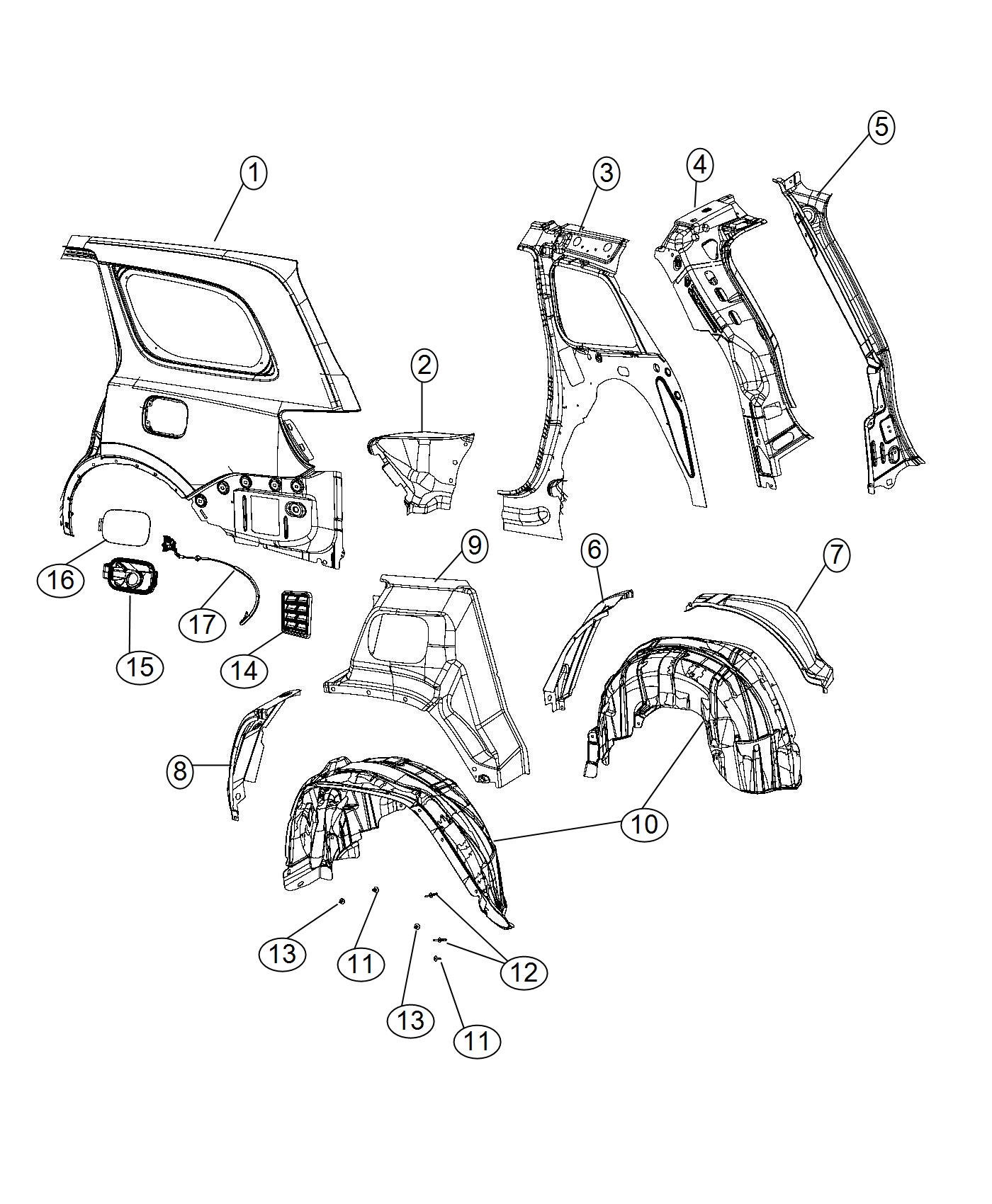 Quarter Panel and Fuel Filler Door. Diagram