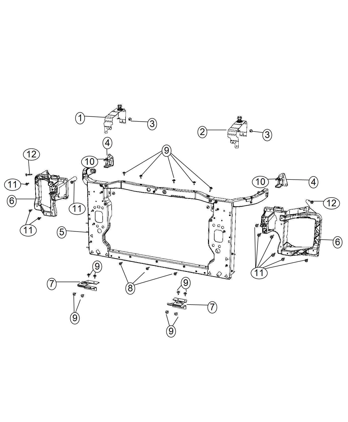 Diagram Radiator Support. for your Jeep Cherokee  