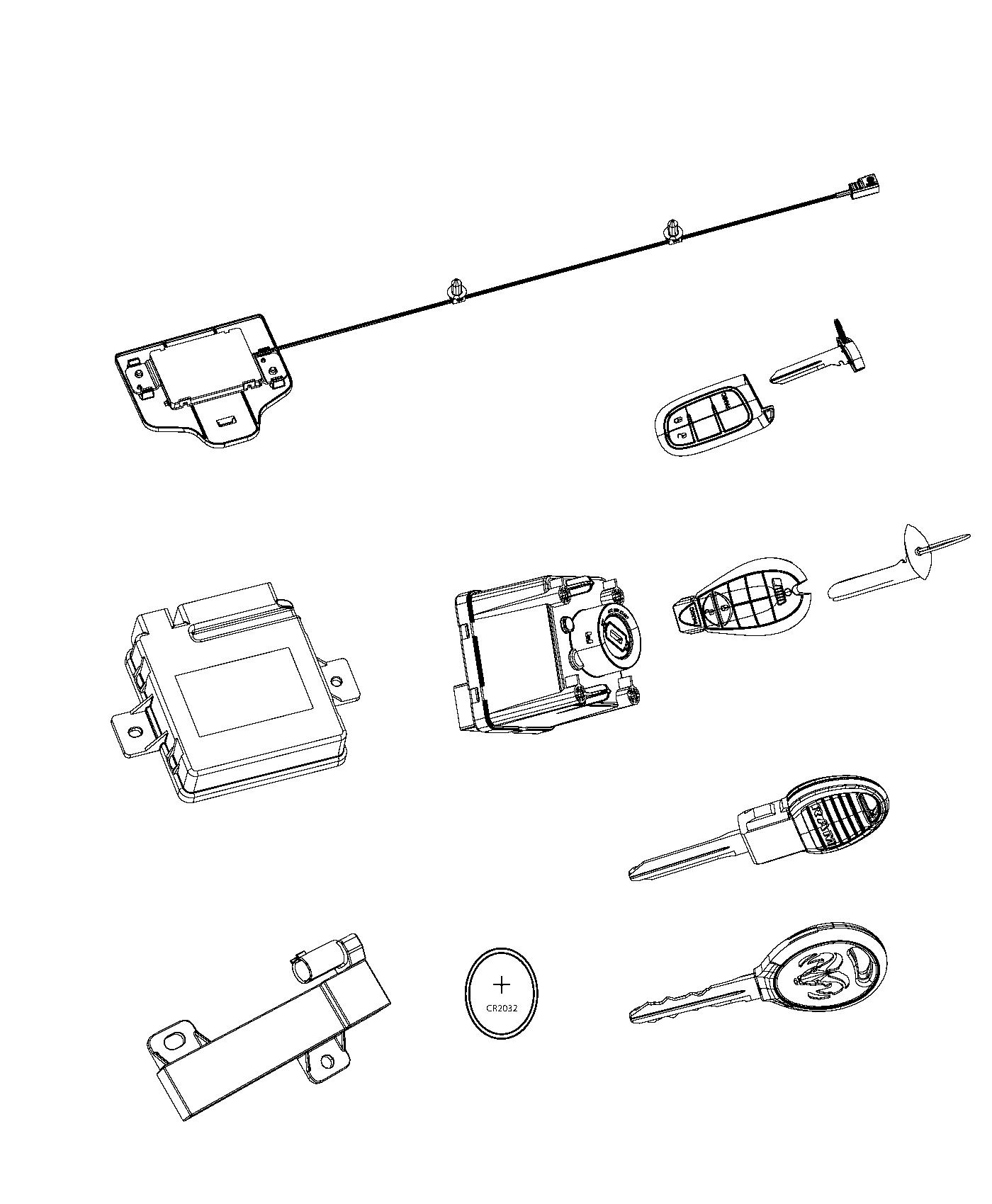 Diagram Modules, Receiver Hub, Keys, and Key FOBs. for your 2009 Ram 5500   