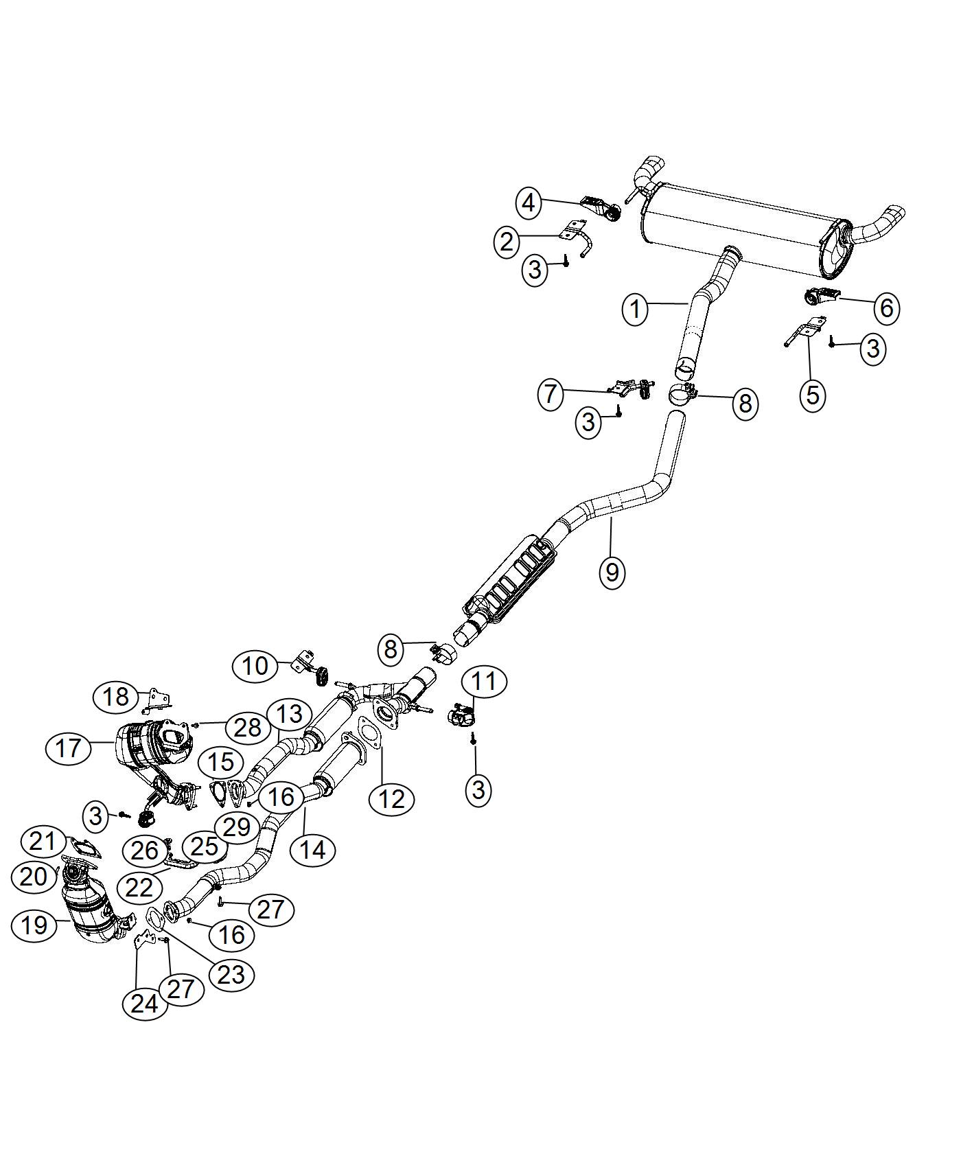 Diagram Exhaust System. for your Jeep Cherokee  