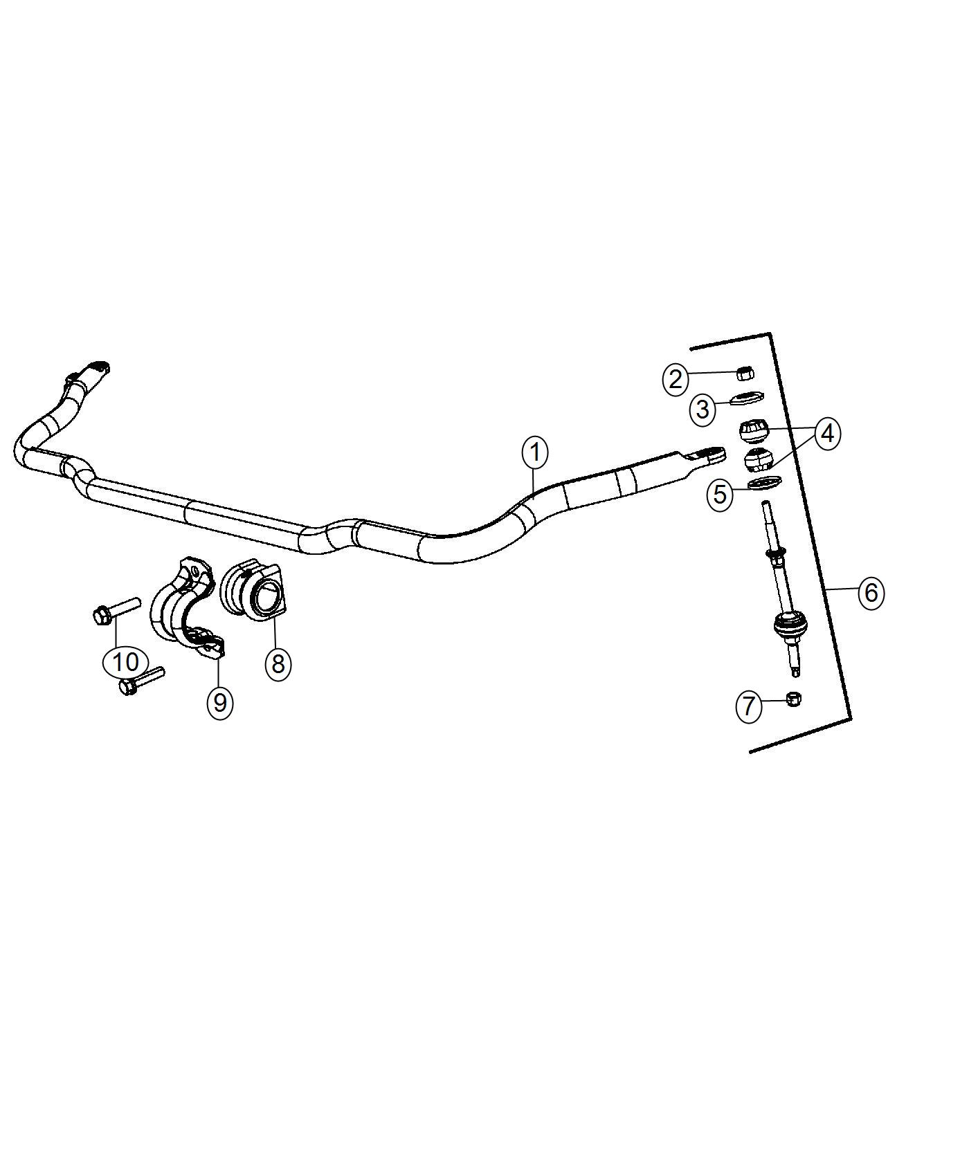 Diagram Stabilizer Bar, Front, DX 1, 6. for your 2010 Ram 1500   