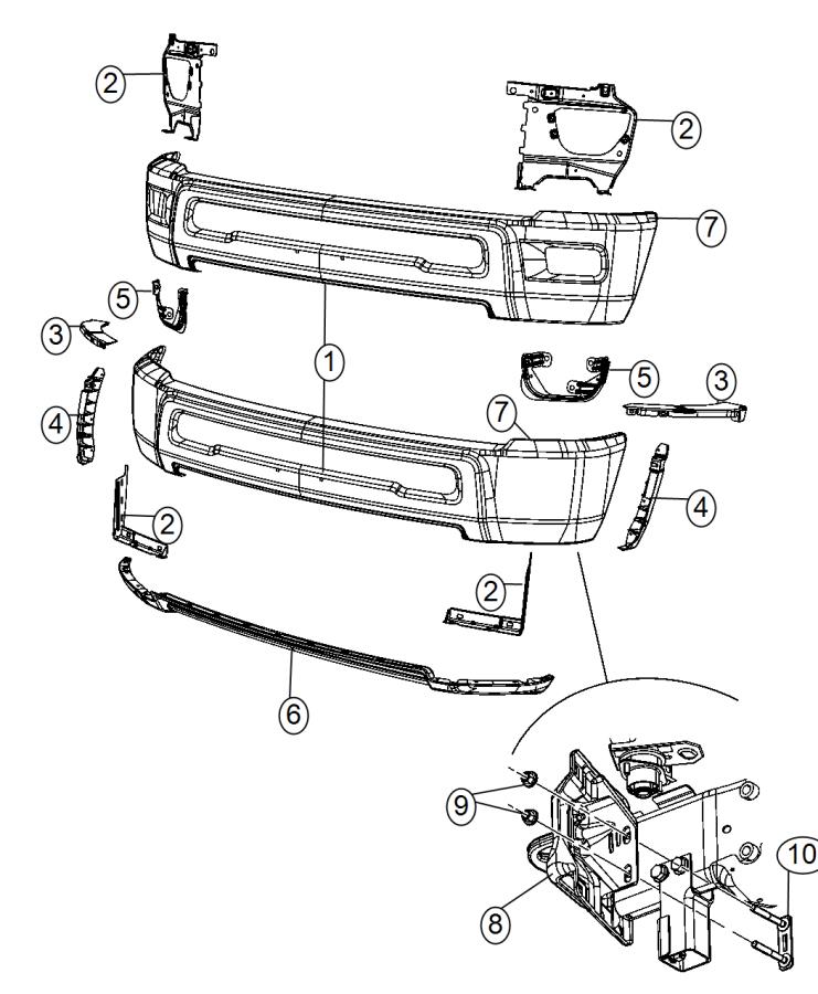 Diagram Bumper, Front. for your 2000 Dodge Ram 1500   