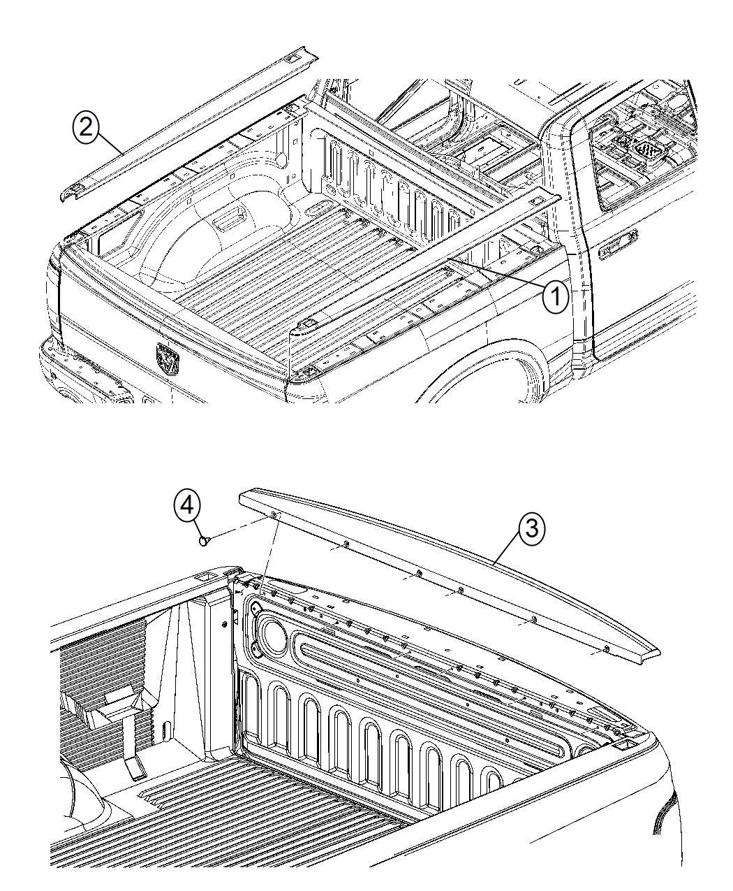 Diagram Pick up Box, Rail Caps. for your Dodge Ram 1500  